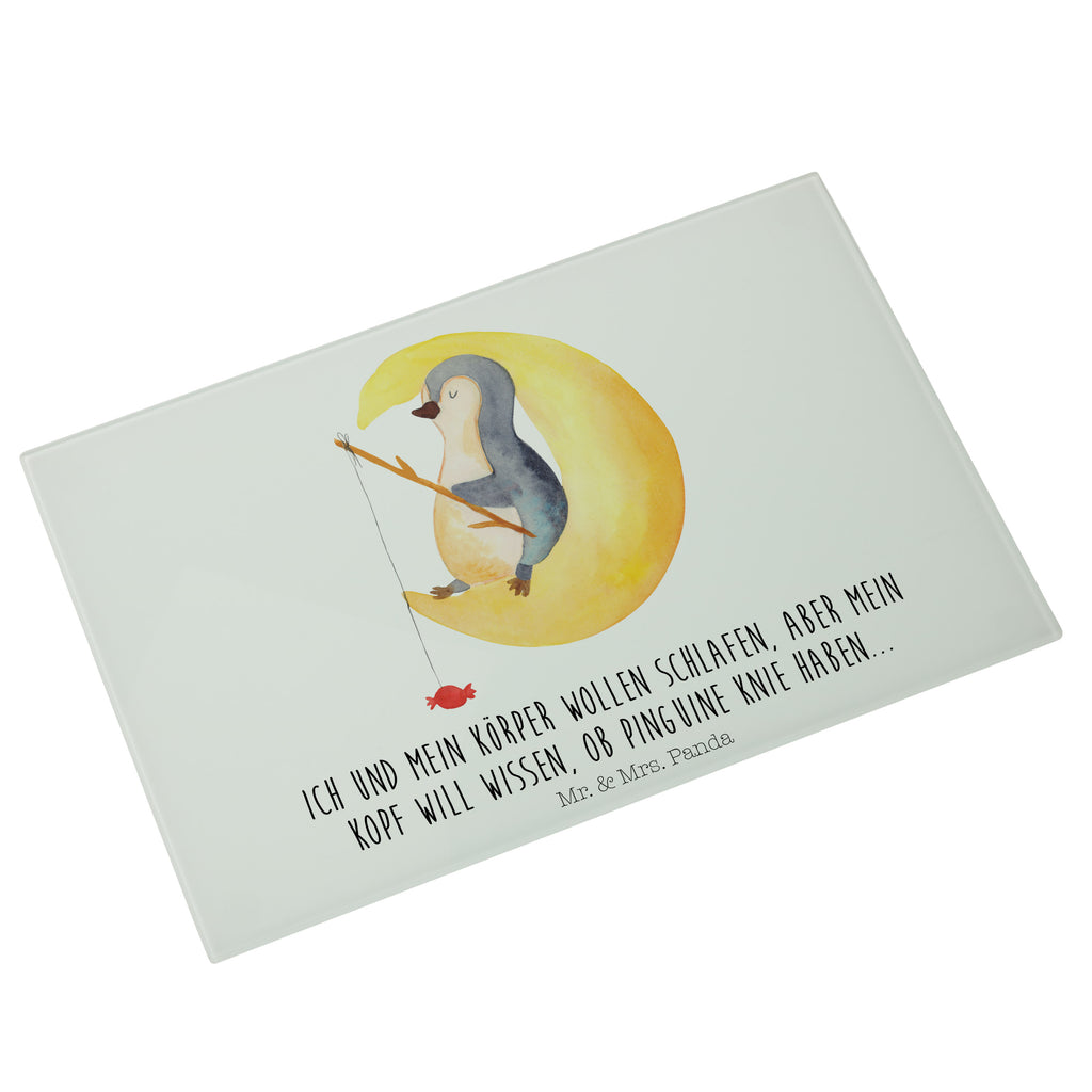 Medium Glas Schneidbrett Pinguin Mond Glasschneidebrett, Schneidebrett, Pinguin, Pinguine, Spruch, schlafen, Nachtruhe, Einschlafen, Schlafzimmer, Schlafstörungen, Gästezimmer
