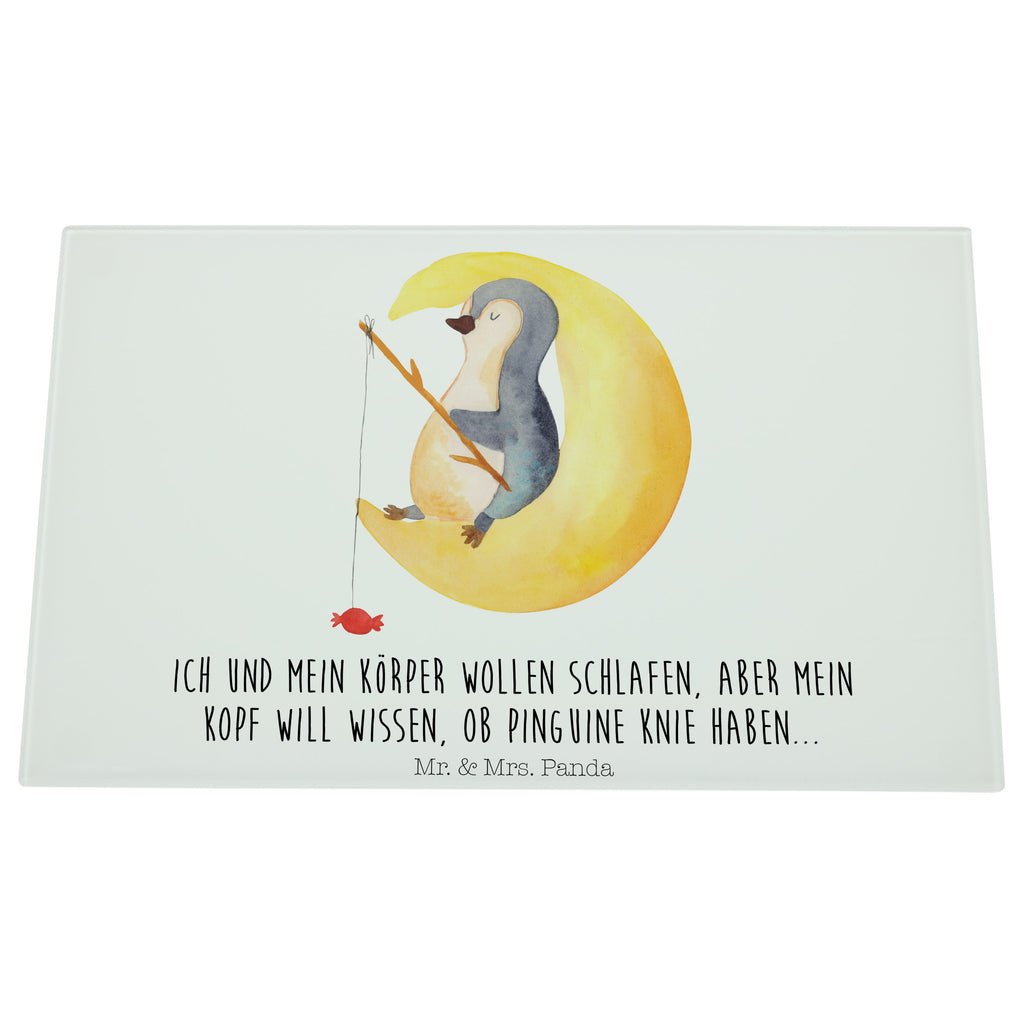 Medium Glas Schneidbrett Pinguin Mond Glasschneidebrett, Schneidebrett, Pinguin, Pinguine, Spruch, schlafen, Nachtruhe, Einschlafen, Schlafzimmer, Schlafstörungen, Gästezimmer