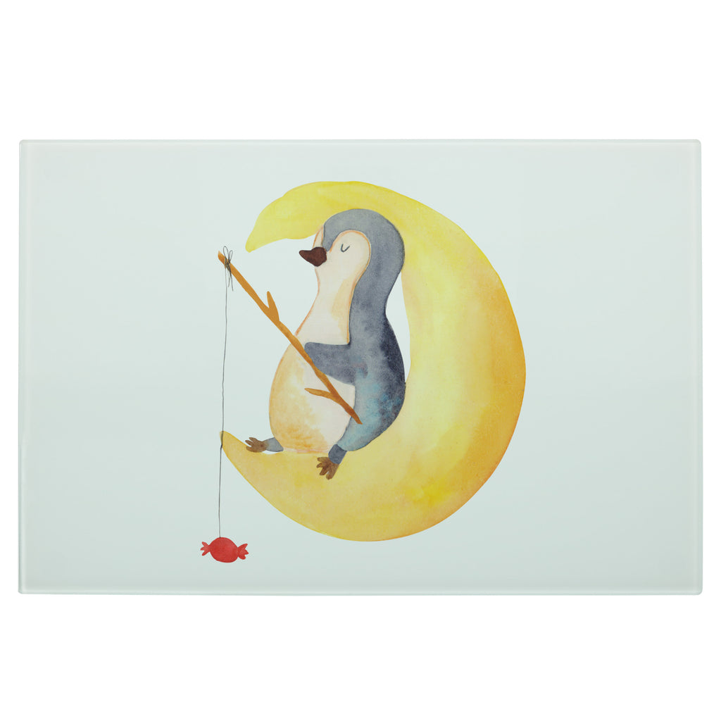 Medium Glas Schneidbrett Pinguin Mond Glasschneidebrett, Schneidebrett, Pinguin, Pinguine, Spruch, schlafen, Nachtruhe, Einschlafen, Schlafzimmer, Schlafstörungen, Gästezimmer