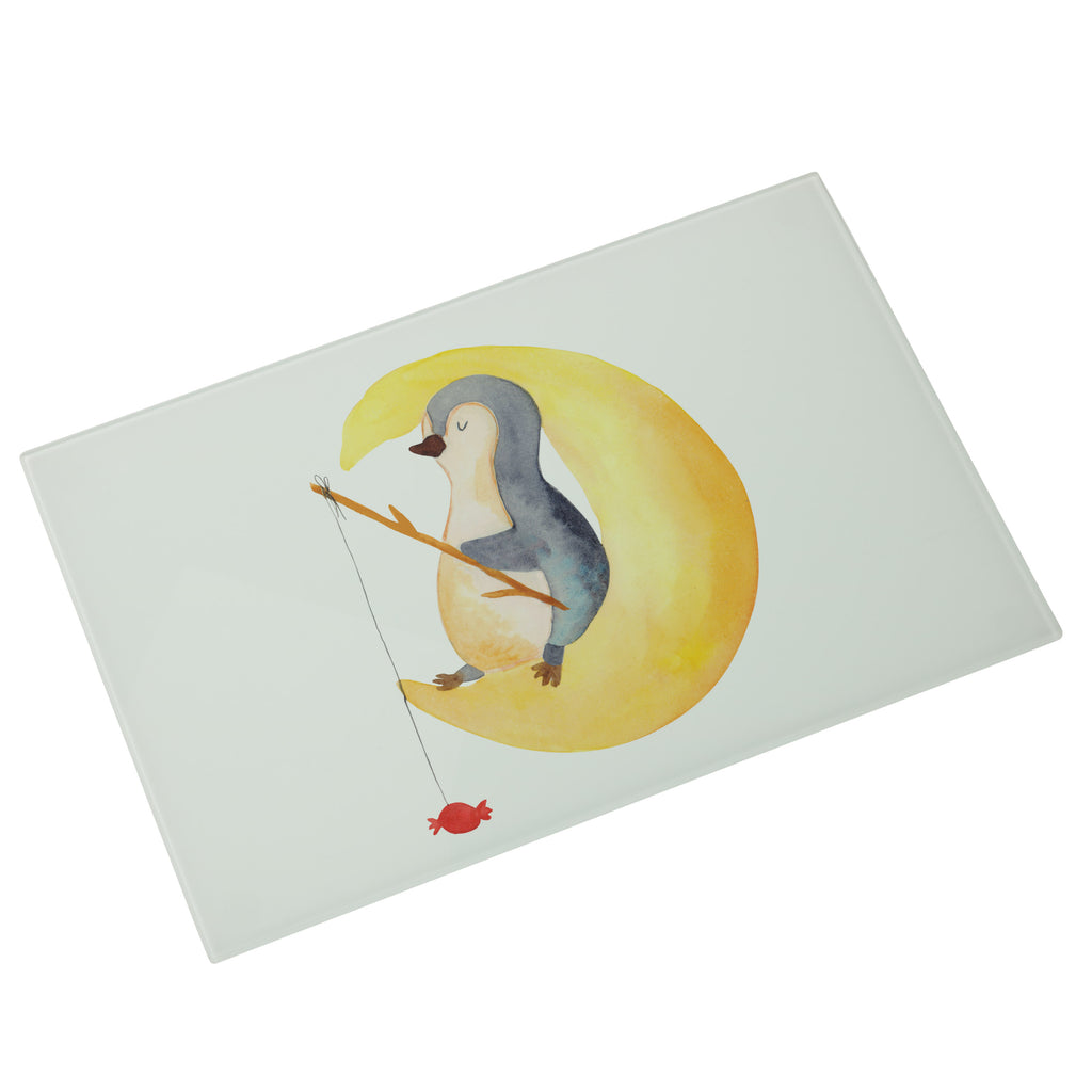 Medium Glas Schneidbrett Pinguin Mond Glasschneidebrett, Schneidebrett, Pinguin, Pinguine, Spruch, schlafen, Nachtruhe, Einschlafen, Schlafzimmer, Schlafstörungen, Gästezimmer