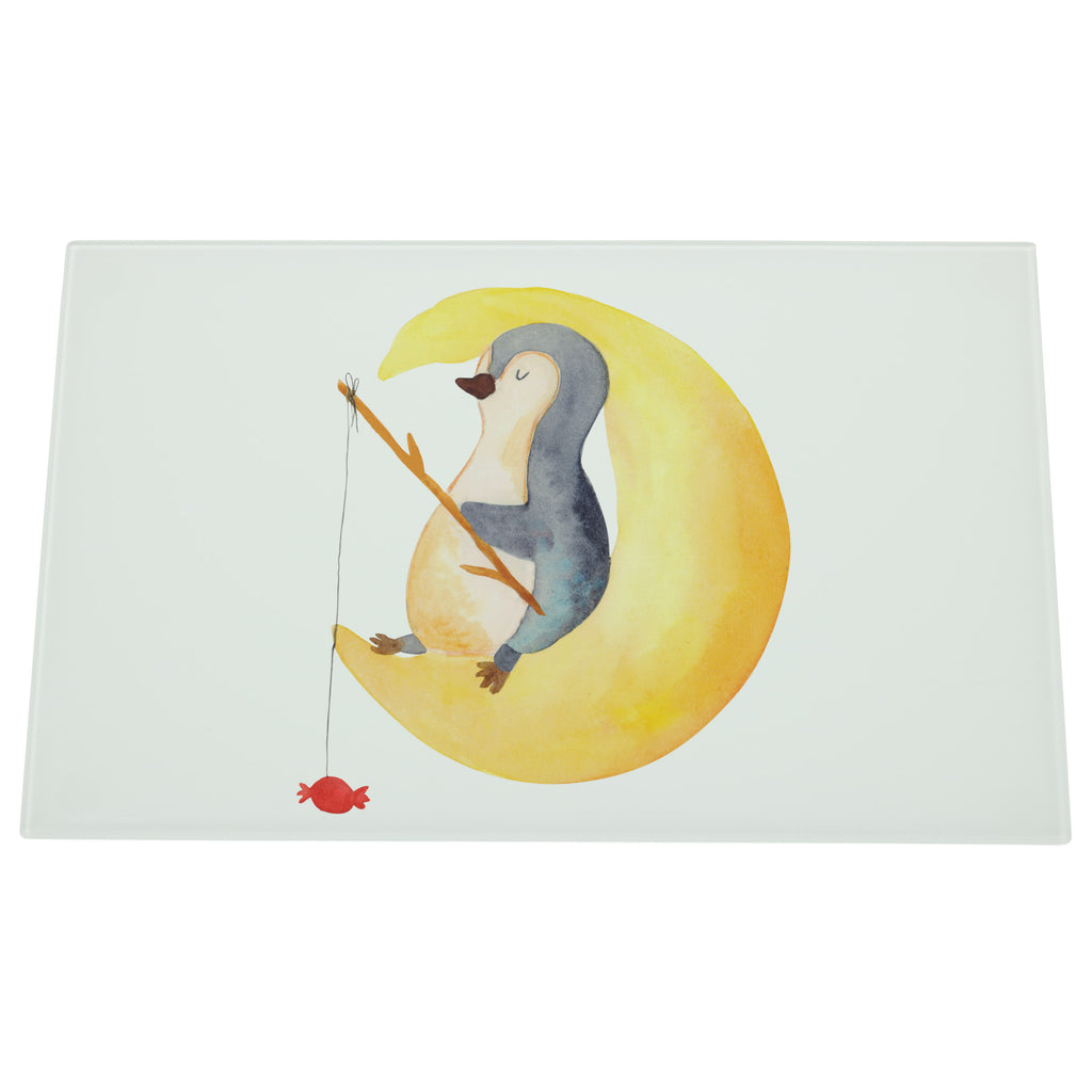 Medium Glas Schneidbrett Pinguin Mond Glasschneidebrett, Schneidebrett, Pinguin, Pinguine, Spruch, schlafen, Nachtruhe, Einschlafen, Schlafzimmer, Schlafstörungen, Gästezimmer