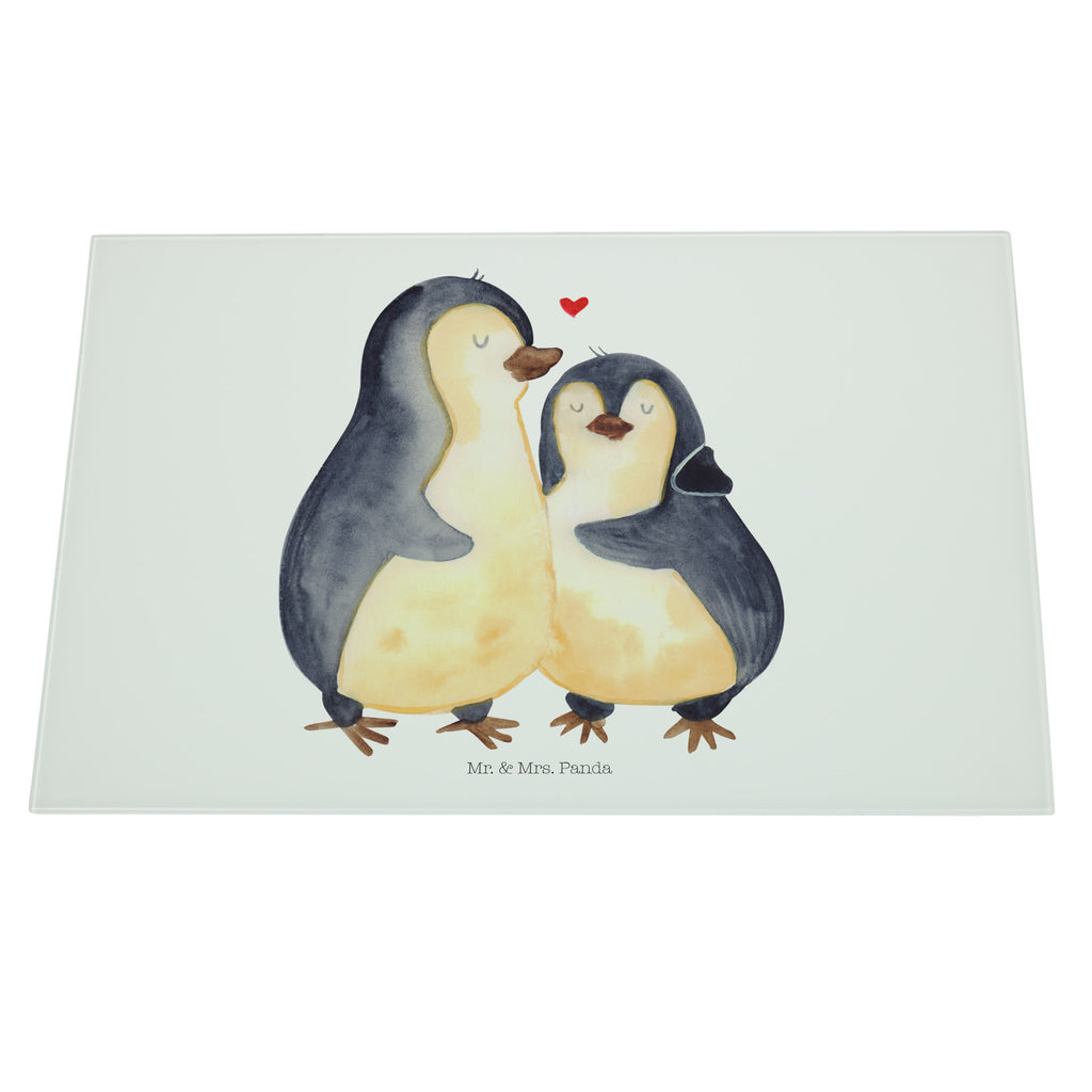 XL Glas Schneidbrett Pinguin umarmend Glasschneidebrett, Schneidebrett, Frühstücksbrett, Küche, Pinguin, Liebe, Liebespaar, Liebesbeweis, Liebesgeschenk, Verlobung, Jahrestag, Hochzeitstag, Hochzeit, Hochzeitsgeschenk