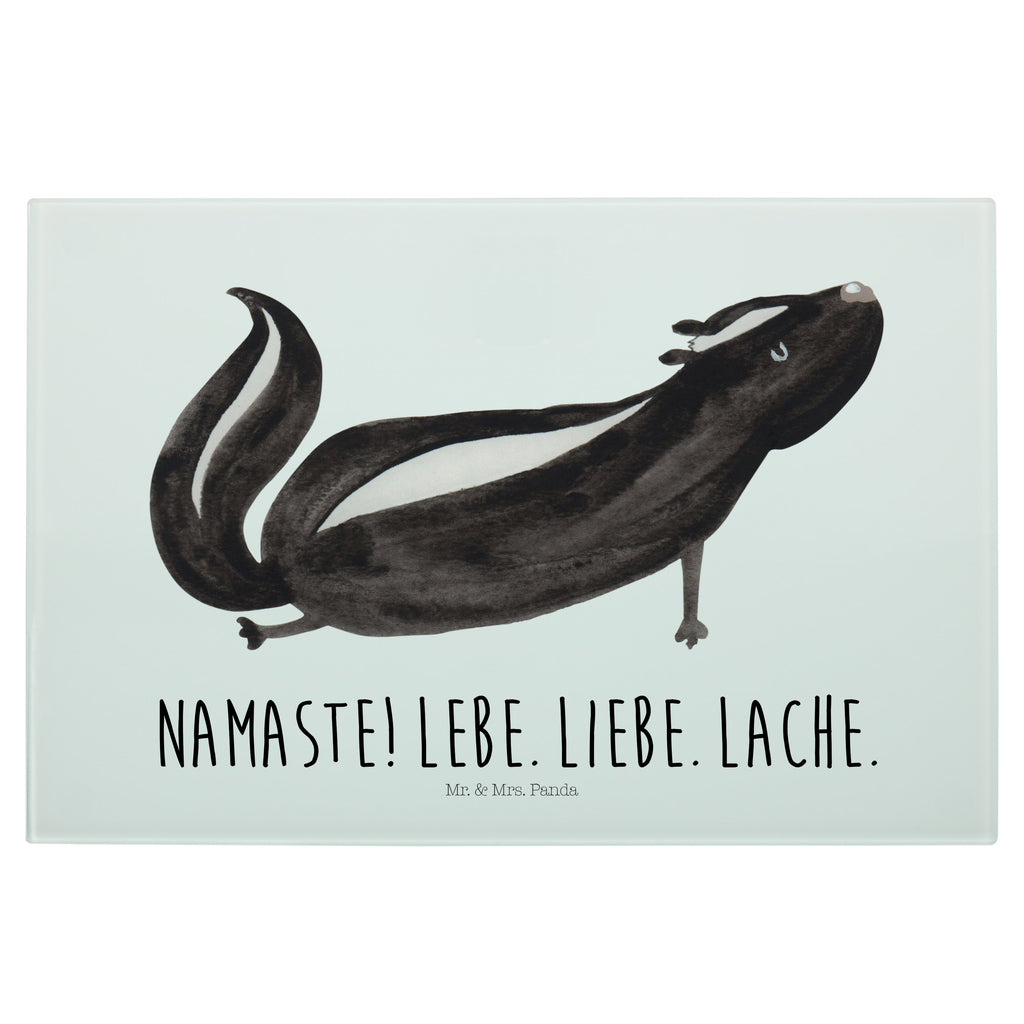 Medium Glas Schneidbrett Stinktier Yoga Glasschneidebrett, Schneidebrett, Stinktier, Skunk, Wildtier, Raubtier, Stinker, Stinki, Yoga, Namaste, Lebe, Liebe, Lache