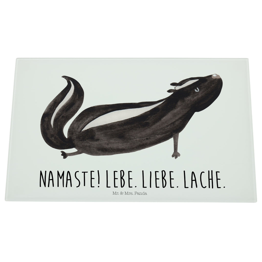 Medium Glas Schneidbrett Stinktier Yoga Glasschneidebrett, Schneidebrett, Stinktier, Skunk, Wildtier, Raubtier, Stinker, Stinki, Yoga, Namaste, Lebe, Liebe, Lache