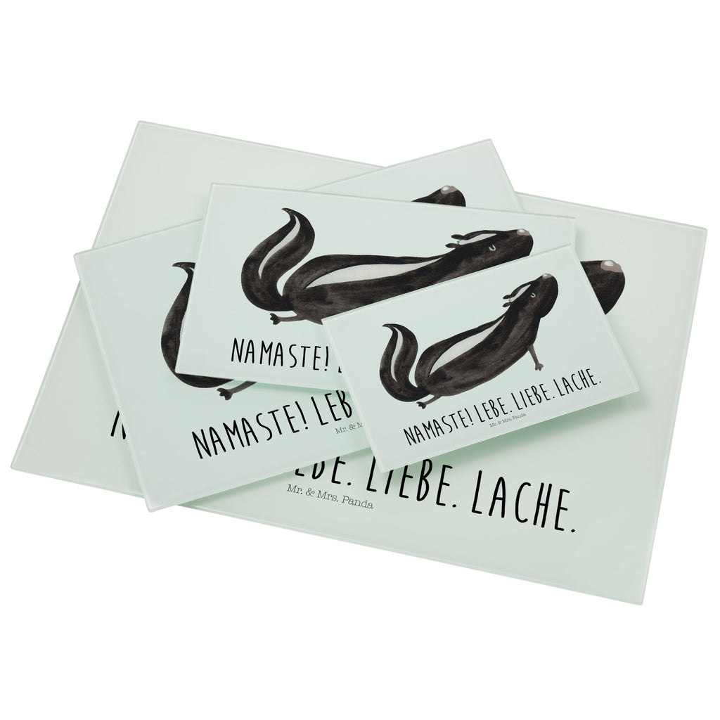 Medium Glas Schneidbrett Stinktier Yoga Glasschneidebrett, Schneidebrett, Stinktier, Skunk, Wildtier, Raubtier, Stinker, Stinki, Yoga, Namaste, Lebe, Liebe, Lache