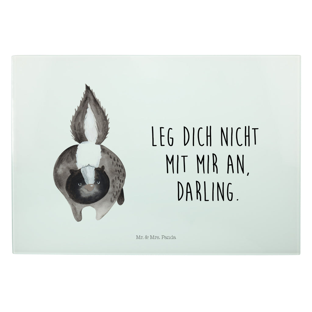 XL Glas Schneidbrett Stinktier Angriff Glasschneidebrett, Schneidebrett, Frühstücksbrett, Küche, Stinktier, Skunk, Wildtier, Raubtier, Stinker, Stinki, wütend, Drohung