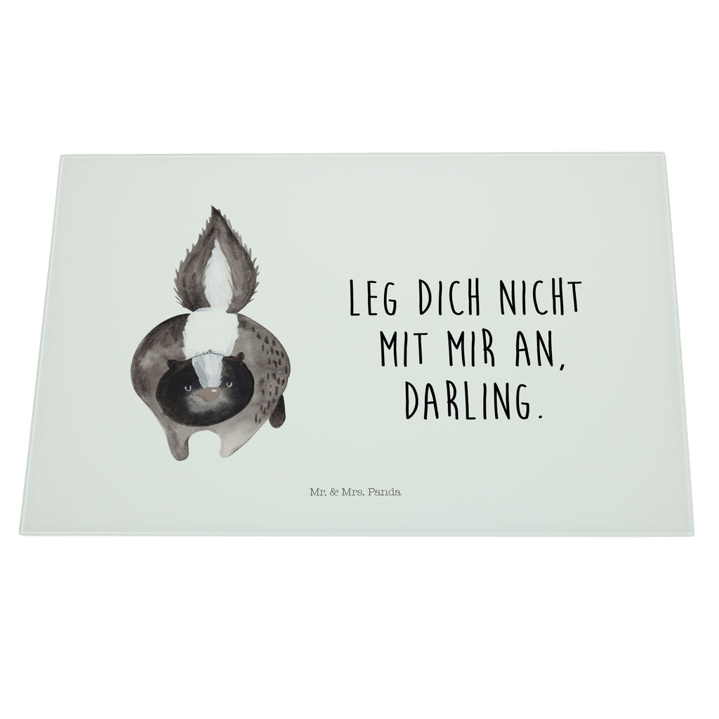 XL Glas Schneidbrett Stinktier Angriff Glasschneidebrett, Schneidebrett, Frühstücksbrett, Küche, Stinktier, Skunk, Wildtier, Raubtier, Stinker, Stinki, wütend, Drohung