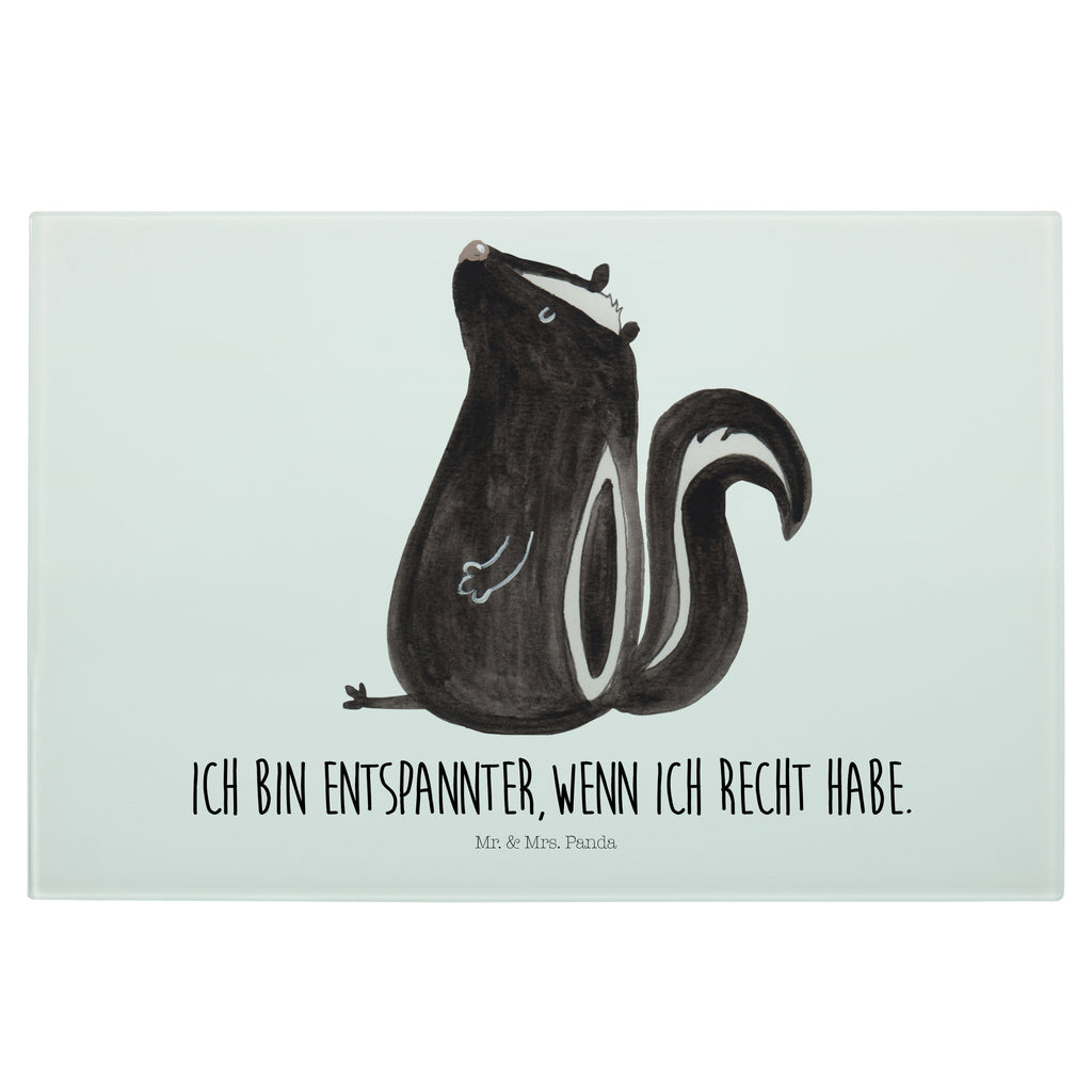 Medium Glas Schneidbrett Stinktier sitzend Glasschneidebrett, Schneidebrett, Stinktier, Skunk, Wildtier, Raubtier, Stinker, Stinki, Spruch, Büro, Recht, Besserwisser