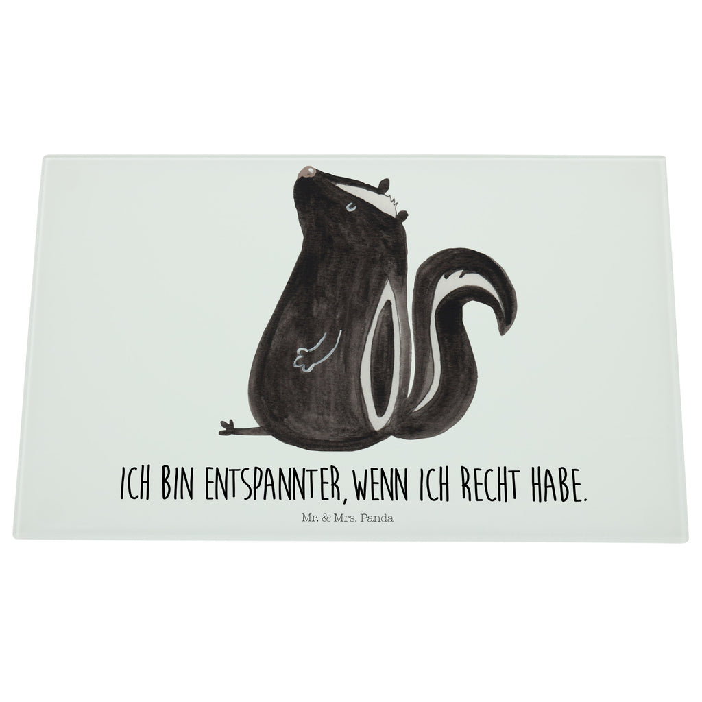Medium Glas Schneidbrett Stinktier sitzend Glasschneidebrett, Schneidebrett, Stinktier, Skunk, Wildtier, Raubtier, Stinker, Stinki, Spruch, Büro, Recht, Besserwisser