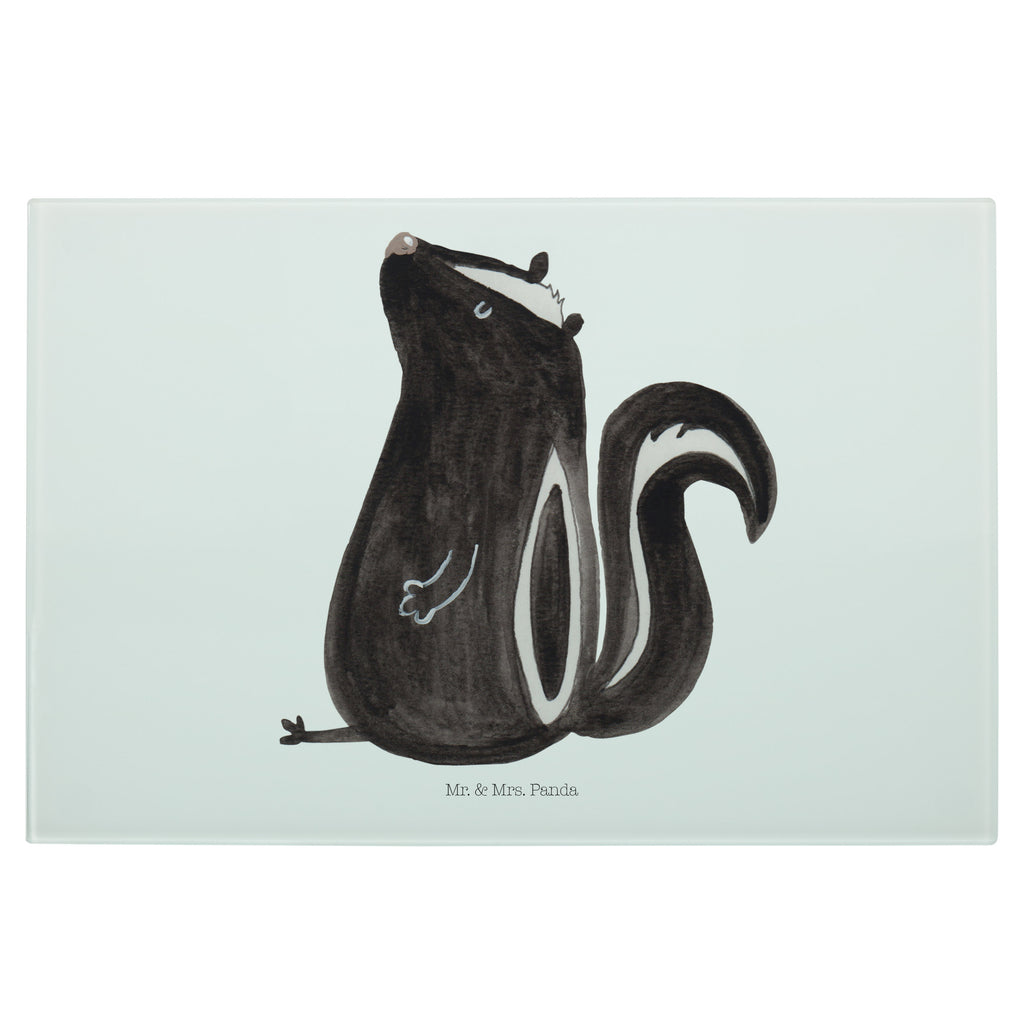 Medium Glas Schneidbrett Stinktier sitzend Glasschneidebrett, Schneidebrett, Stinktier, Skunk, Wildtier, Raubtier, Stinker, Stinki, Spruch, Büro, Recht, Besserwisser