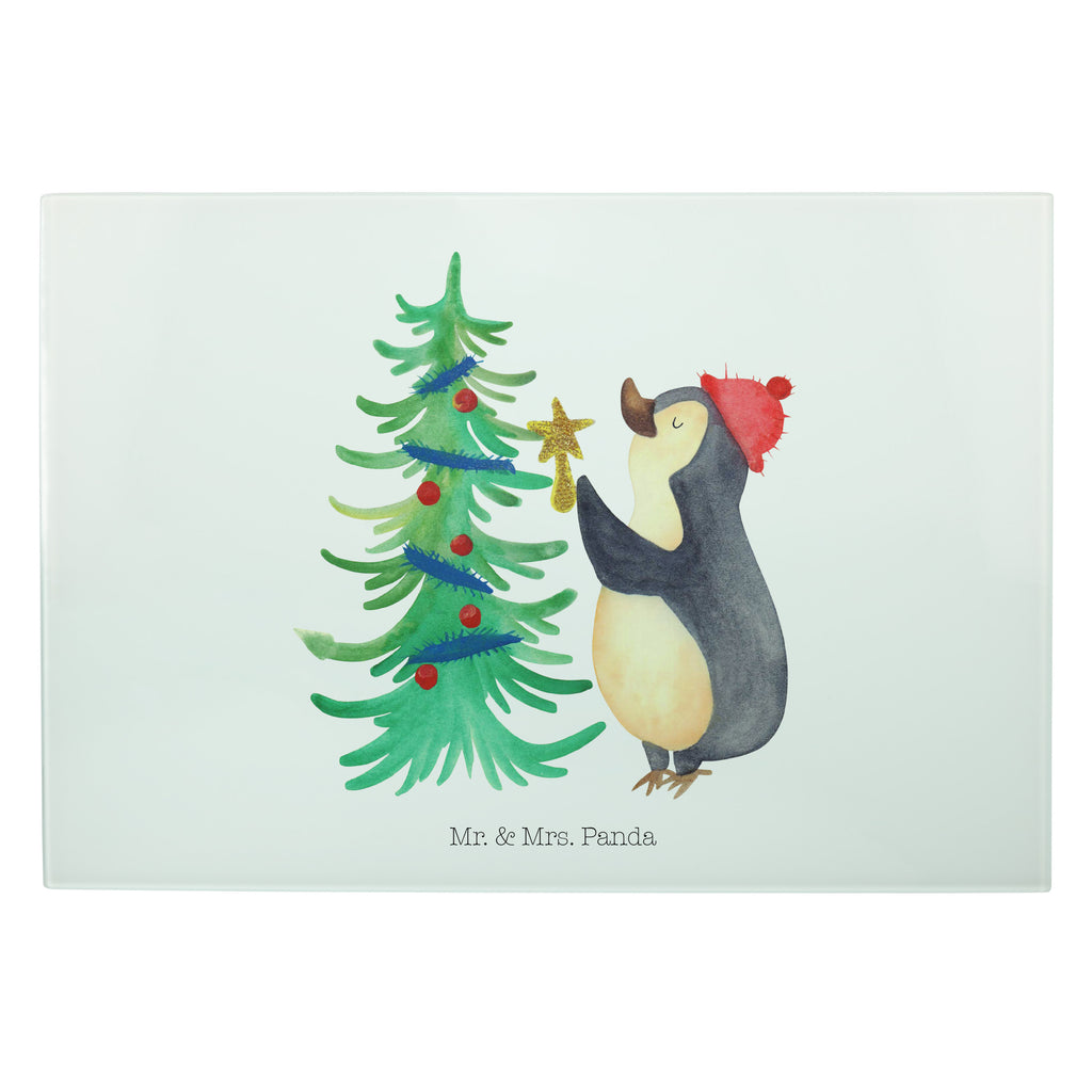 XL Glas Schneidbrett Pinguin Weihnachtsbaum Glasschneidebrett, Schneidebrett, Frühstücksbrett, Küche, Winter, Weihnachten, Weihnachtsdeko, Nikolaus, Advent, Heiligabend, Wintermotiv, Pinguin