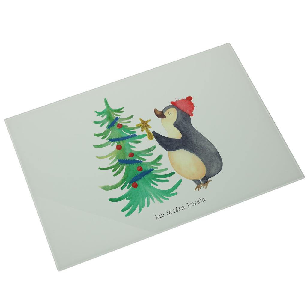 XL Glas Schneidbrett Pinguin Weihnachtsbaum Glasschneidebrett, Schneidebrett, Frühstücksbrett, Küche, Winter, Weihnachten, Weihnachtsdeko, Nikolaus, Advent, Heiligabend, Wintermotiv, Pinguin