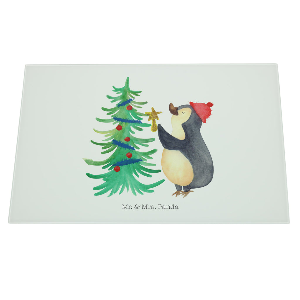 XL Glas Schneidbrett Pinguin Weihnachtsbaum Glasschneidebrett, Schneidebrett, Frühstücksbrett, Küche, Winter, Weihnachten, Weihnachtsdeko, Nikolaus, Advent, Heiligabend, Wintermotiv, Pinguin