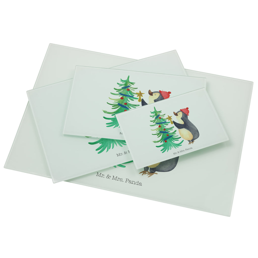 XL Glas Schneidbrett Pinguin Weihnachtsbaum Glasschneidebrett, Schneidebrett, Frühstücksbrett, Küche, Winter, Weihnachten, Weihnachtsdeko, Nikolaus, Advent, Heiligabend, Wintermotiv, Pinguin