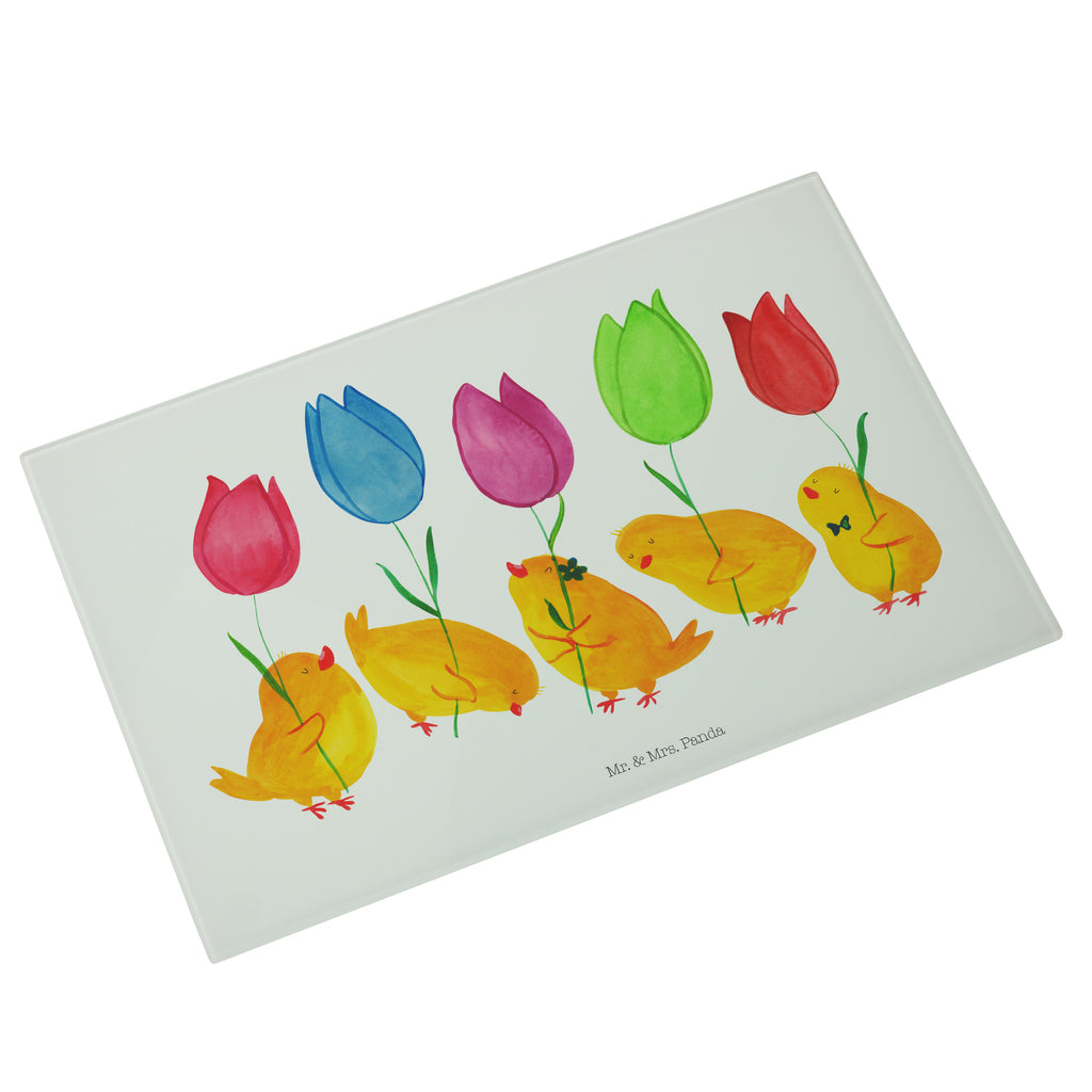 Medium Glas Schneidbrett Küken Parade Glasschneidebrett, Schneidebrett, Ostern, Osterhase, Ostergeschenke, Osternest, Osterdeko, Geschenk zu Ostern, Küken, Parade, Tulpen, Frohe Ostern, Ostergrüße, Blumen