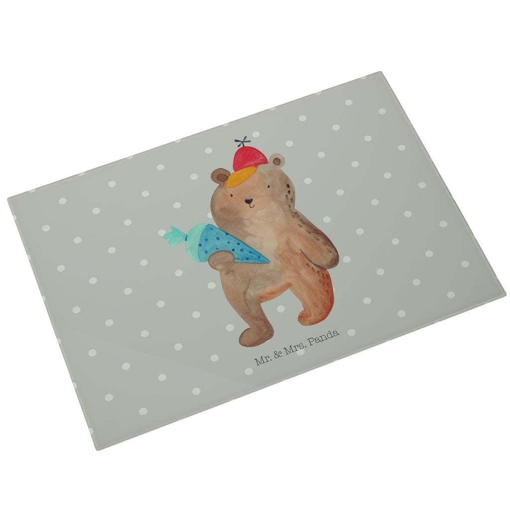 XL Glas Schneidbrett Bär mit Schultüte Glasschneidebrett, Schneidebrett, Frühstücksbrett, Küche, Bär, Teddy, Teddybär, Bär Motiv, Schultüte, Erster Schultag Geschenk, Einschulung Geschenk, Schule Geschenk, Grundschule, Schulanfang, Schulbeginn
