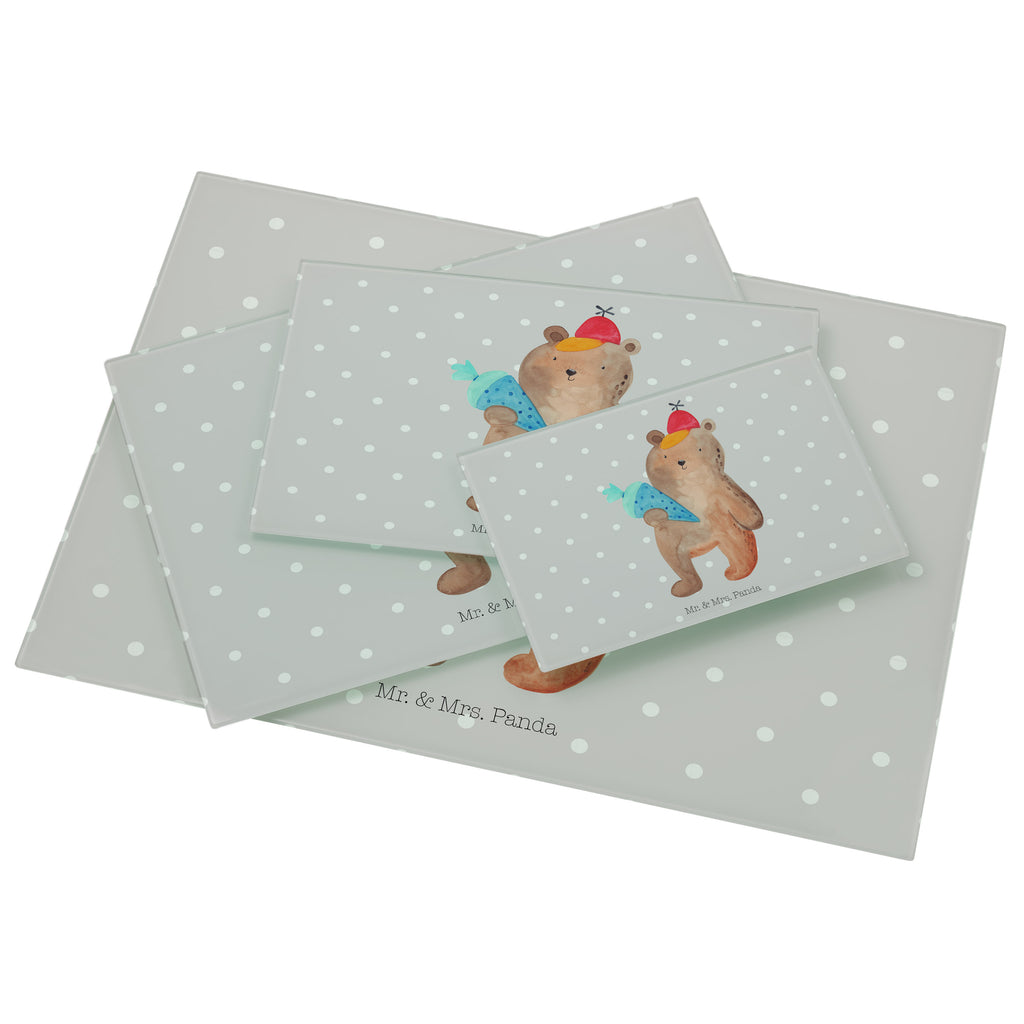 XL Glas Schneidbrett Bär mit Schultüte Glasschneidebrett, Schneidebrett, Frühstücksbrett, Küche, Bär, Teddy, Teddybär, Bär Motiv, Schultüte, Erster Schultag Geschenk, Einschulung Geschenk, Schule Geschenk, Grundschule, Schulanfang, Schulbeginn