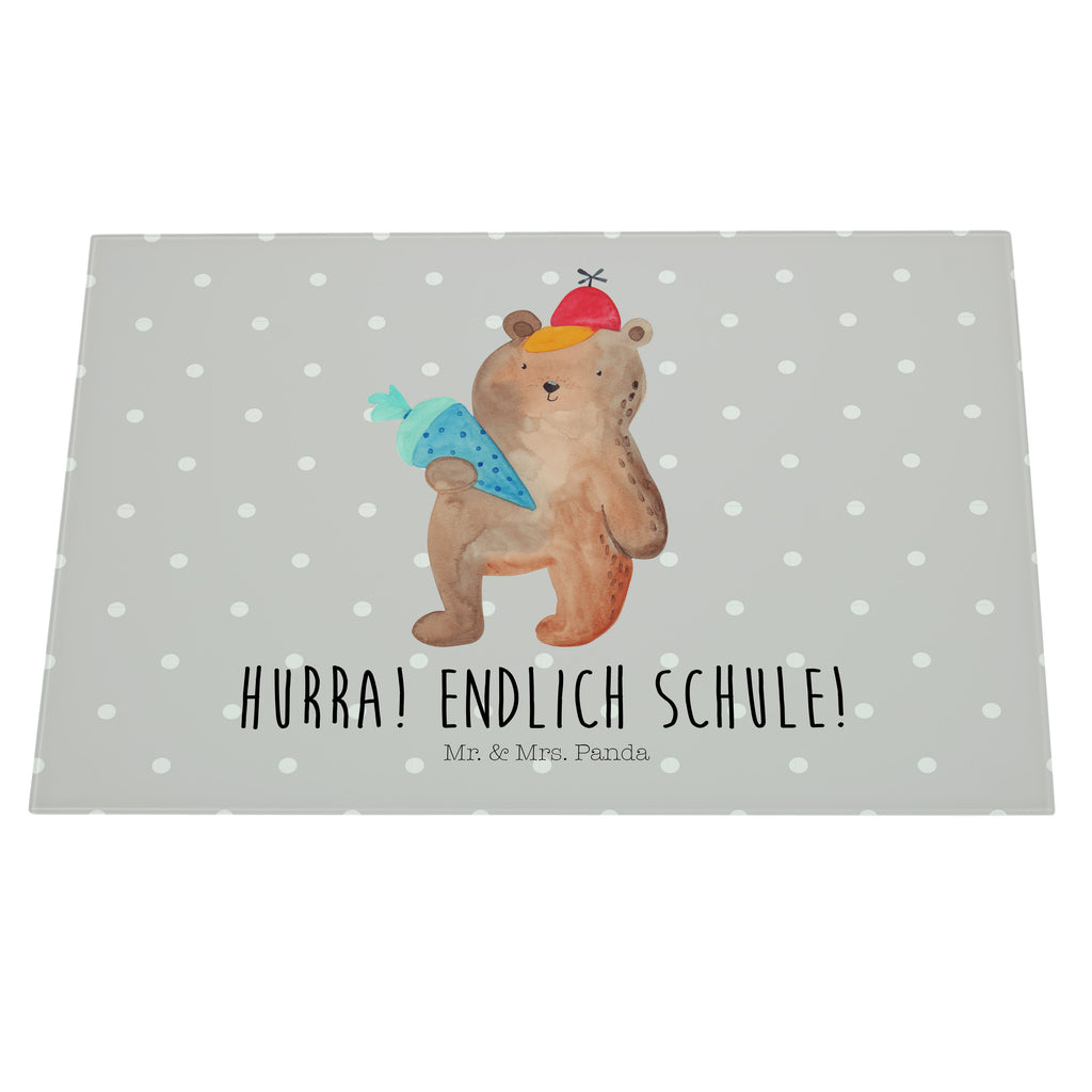 XL Glas Schneidbrett Bär mit Schultüte Glasschneidebrett, Schneidebrett, Frühstücksbrett, Küche, Bär, Teddy, Teddybär, Bär Motiv, Schultüte, Erster Schultag Geschenk, Einschulung Geschenk, Schule Geschenk, Grundschule, Schulanfang, Schulbeginn