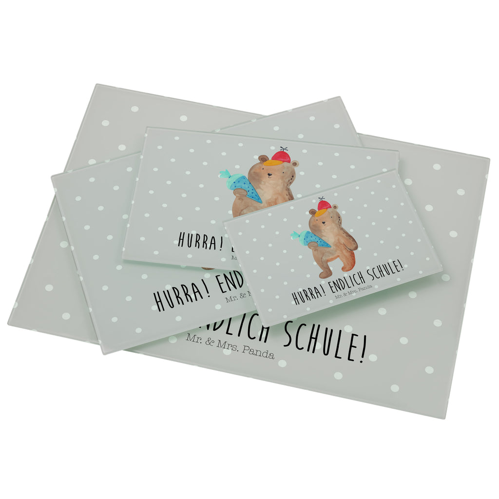 XL Glas Schneidbrett Bär mit Schultüte Glasschneidebrett, Schneidebrett, Frühstücksbrett, Küche, Bär, Teddy, Teddybär, Bär Motiv, Schultüte, Erster Schultag Geschenk, Einschulung Geschenk, Schule Geschenk, Grundschule, Schulanfang, Schulbeginn