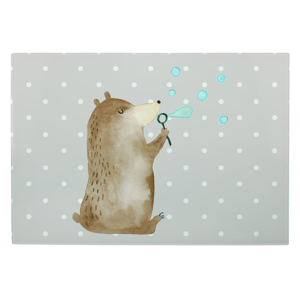 XL Glas Schneidbrett Bär Seifenblasen Glasschneidebrett, Schneidebrett, Frühstücksbrett, Küche, Bär, Teddy, Teddybär, Seifenblasen Bär Lustig Sein Glücklich Traurig Happy