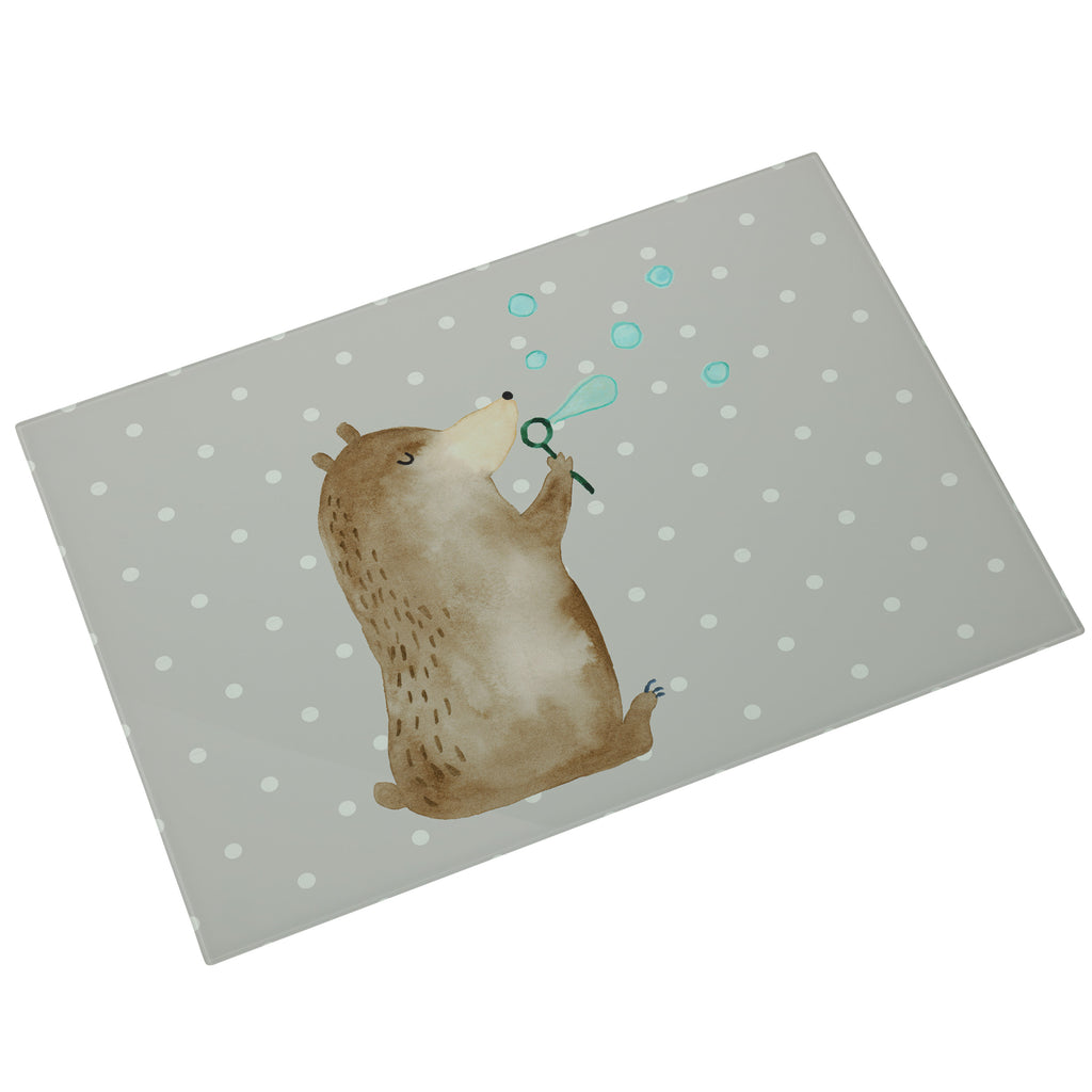 XL Glas Schneidbrett Bär Seifenblasen Glasschneidebrett, Schneidebrett, Frühstücksbrett, Küche, Bär, Teddy, Teddybär, Seifenblasen Bär Lustig Sein Glücklich Traurig Happy