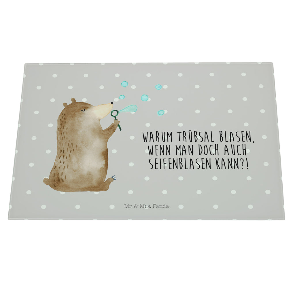 XL Glas Schneidbrett Bär Seifenblasen Glasschneidebrett, Schneidebrett, Frühstücksbrett, Küche, Bär, Teddy, Teddybär, Seifenblasen Bär Lustig Sein Glücklich Traurig Happy