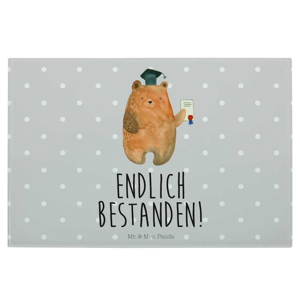 Medium Glas Schneidbrett Prüfungsbär Glasschneidebrett, Schneidebrett, Bär, Teddy, Teddybär, Abitur, Prüfungen, Prüfung bestanden, Abschluss, Zeugnis, Abschlusszeugnis