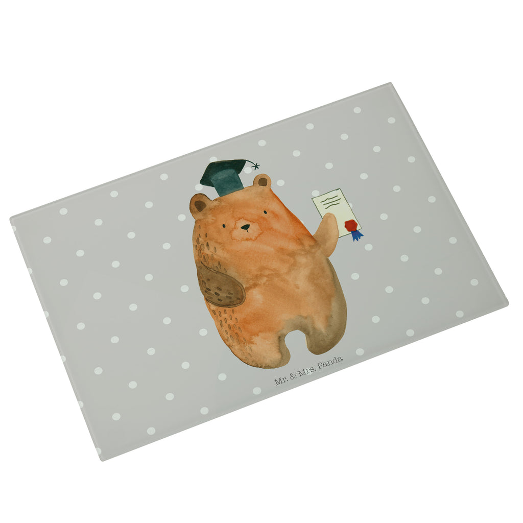 Medium Glas Schneidbrett Prüfungsbär Glasschneidebrett, Schneidebrett, Bär, Teddy, Teddybär, Abitur, Prüfungen, Prüfung bestanden, Abschluss, Zeugnis, Abschlusszeugnis