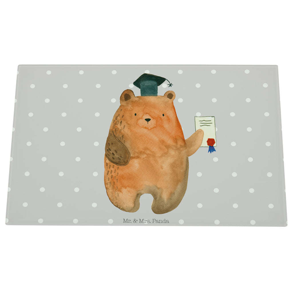 Medium Glas Schneidbrett Prüfungsbär Glasschneidebrett, Schneidebrett, Bär, Teddy, Teddybär, Abitur, Prüfungen, Prüfung bestanden, Abschluss, Zeugnis, Abschlusszeugnis