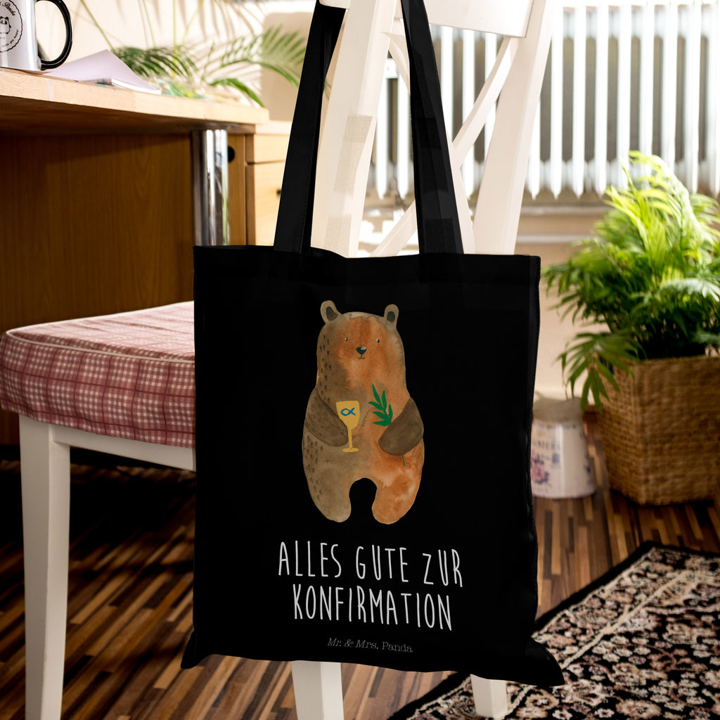 Tragetasche Konfirmation-Bär Beuteltasche, Beutel, Einkaufstasche, Jutebeutel, Stoffbeutel, Bär, Teddy, Teddybär, Konfirmation, Kirche, evangelisch, Gottesdienst