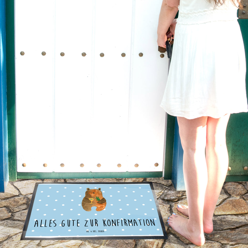 Fußmatte Konfirmation-Bär Konfirmation, Kirche, evangelisch, Gottesdienst Türvorleger, Schmutzmatte, Fußabtreter, Matte, Schmutzfänger, Fußabstreifer, Schmutzfangmatte, Türmatte, Motivfußmatte,  Haustürmatte, Vorleger  Bär, Teddy, Teddybär