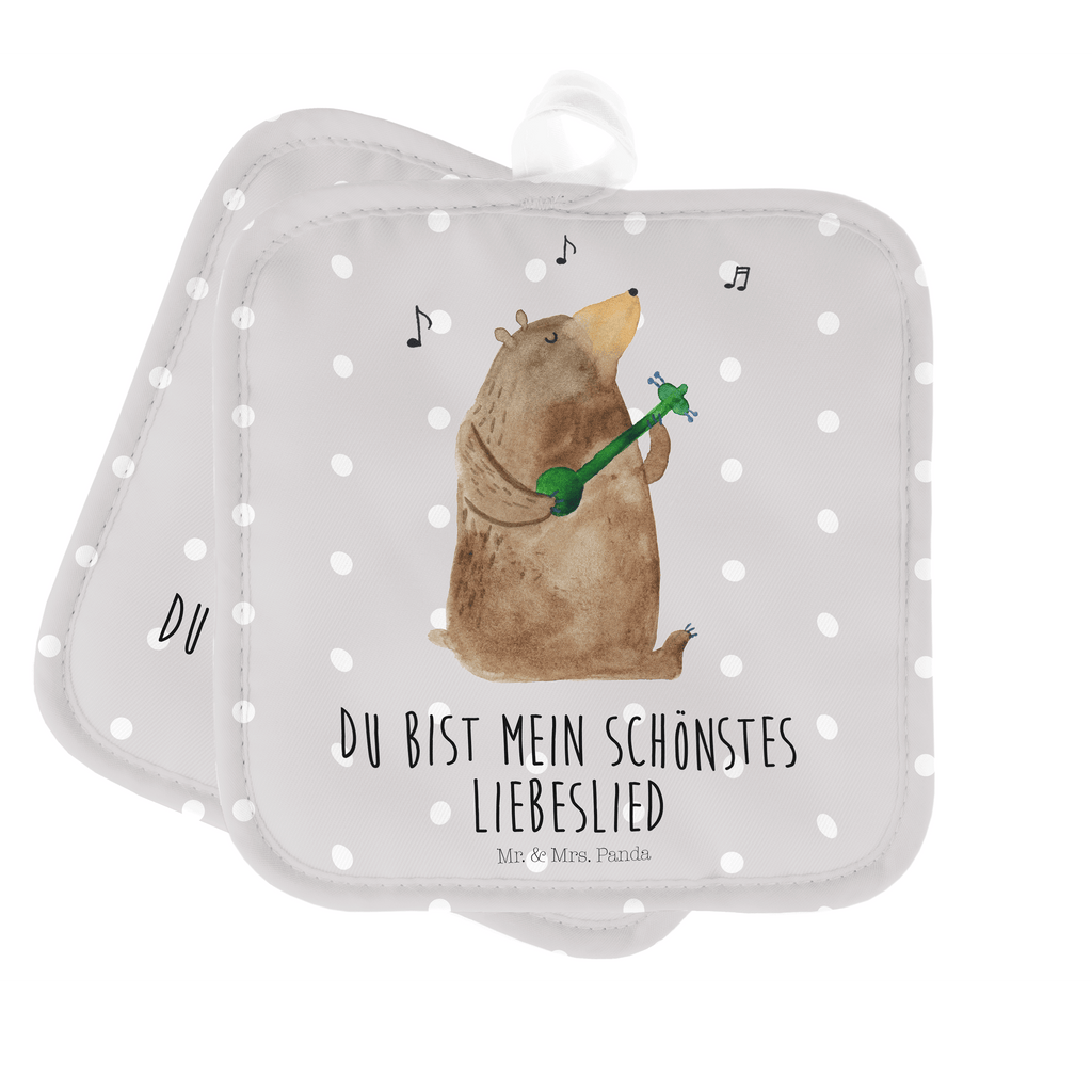 2er Set Topflappen  Bär Lied Topflappen, Topfuntersetzer, Ofenhandschuh, Topflappen Set, Topflappen lustig, Topflappen mit Spruch, Bär, Teddy, Teddybär, Bärchen, Bear, Liebeslied, Lied, Song, Valentinstag, Valentine, Geschenk, Partner, Liebe, Freundin, Frau, Herz, Spruch