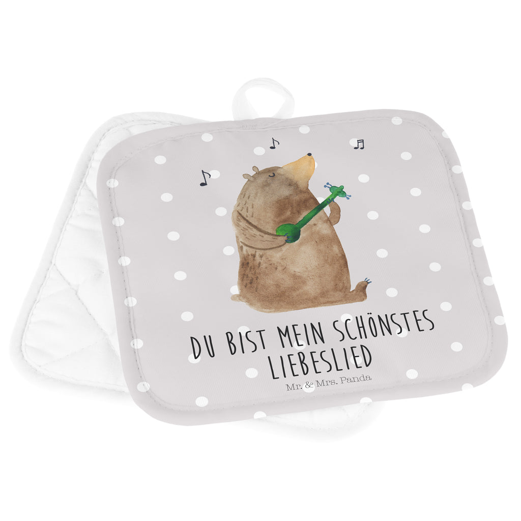 2er Set Topflappen  Bär Lied Topflappen, Topfuntersetzer, Ofenhandschuh, Topflappen Set, Topflappen lustig, Topflappen mit Spruch, Bär, Teddy, Teddybär, Bärchen, Bear, Liebeslied, Lied, Song, Valentinstag, Valentine, Geschenk, Partner, Liebe, Freundin, Frau, Herz, Spruch