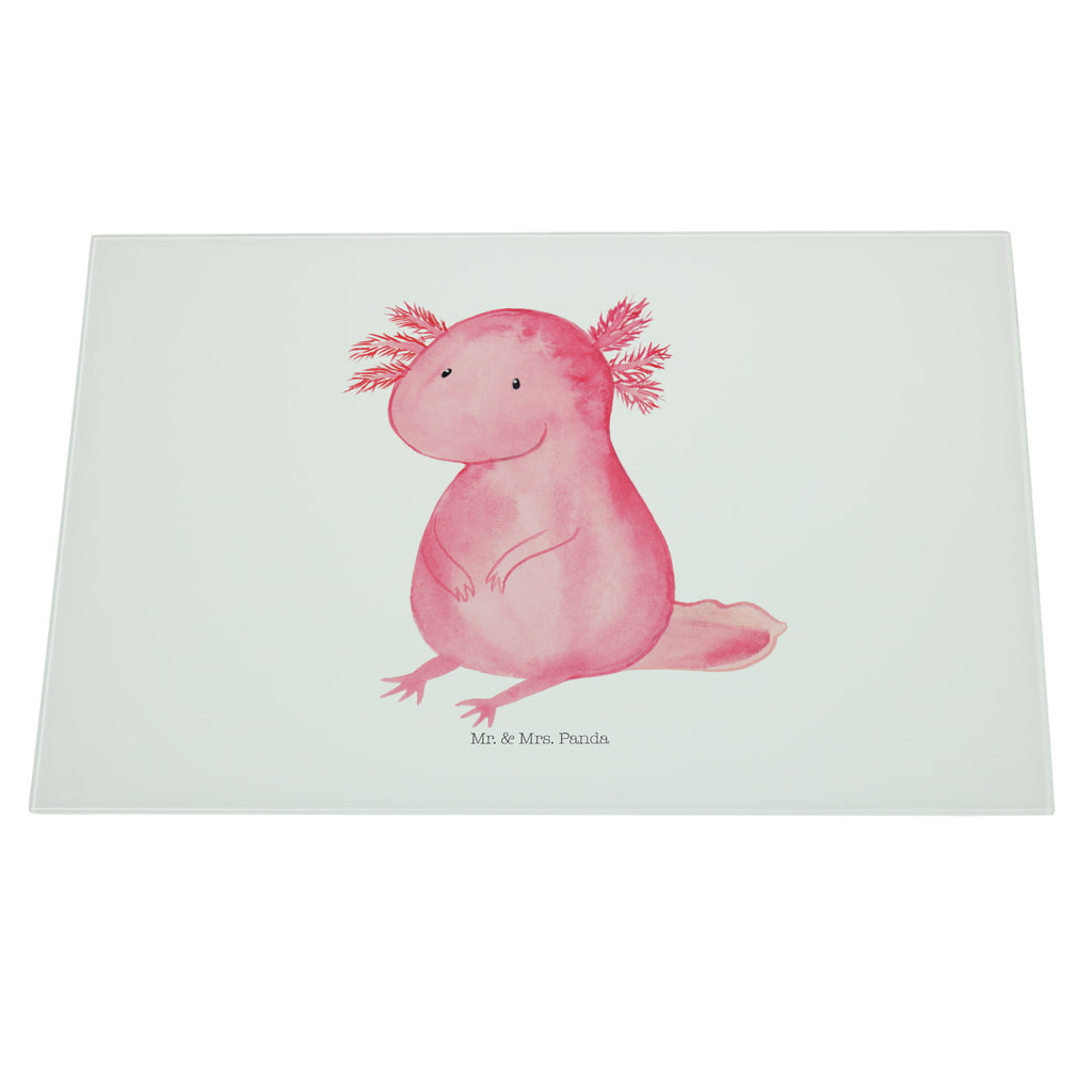 XL Glas Schneidbrett Axolotl Glasschneidebrett, Schneidebrett, Frühstücksbrett, Küche, Axolotl, Molch, Axolot, vergnügt, fröhlich, zufrieden, Lebensstil, Weisheit, Lebensweisheit, Liebe, Freundin