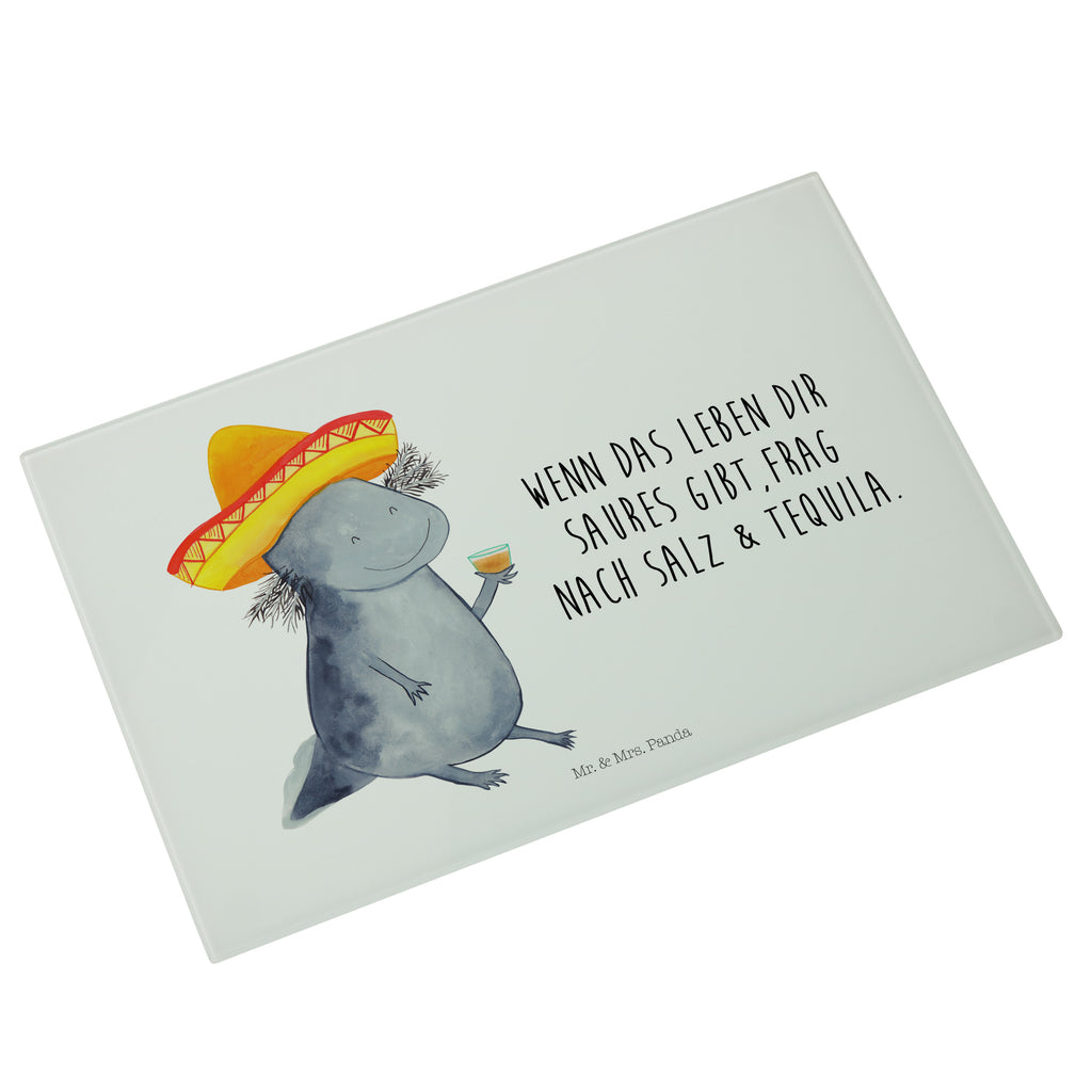 Medium Glas Schneidbrett Axolotl Tequila Glasschneidebrett, Schneidebrett, Axolotl, Molch, Mexico, Mexiko, Sombrero, Zitrone, Tequila, Motivation, Spruch, Schwanzlurch, Lurch, Lurche, Axolot, Feuerdrache, Feuersalamander