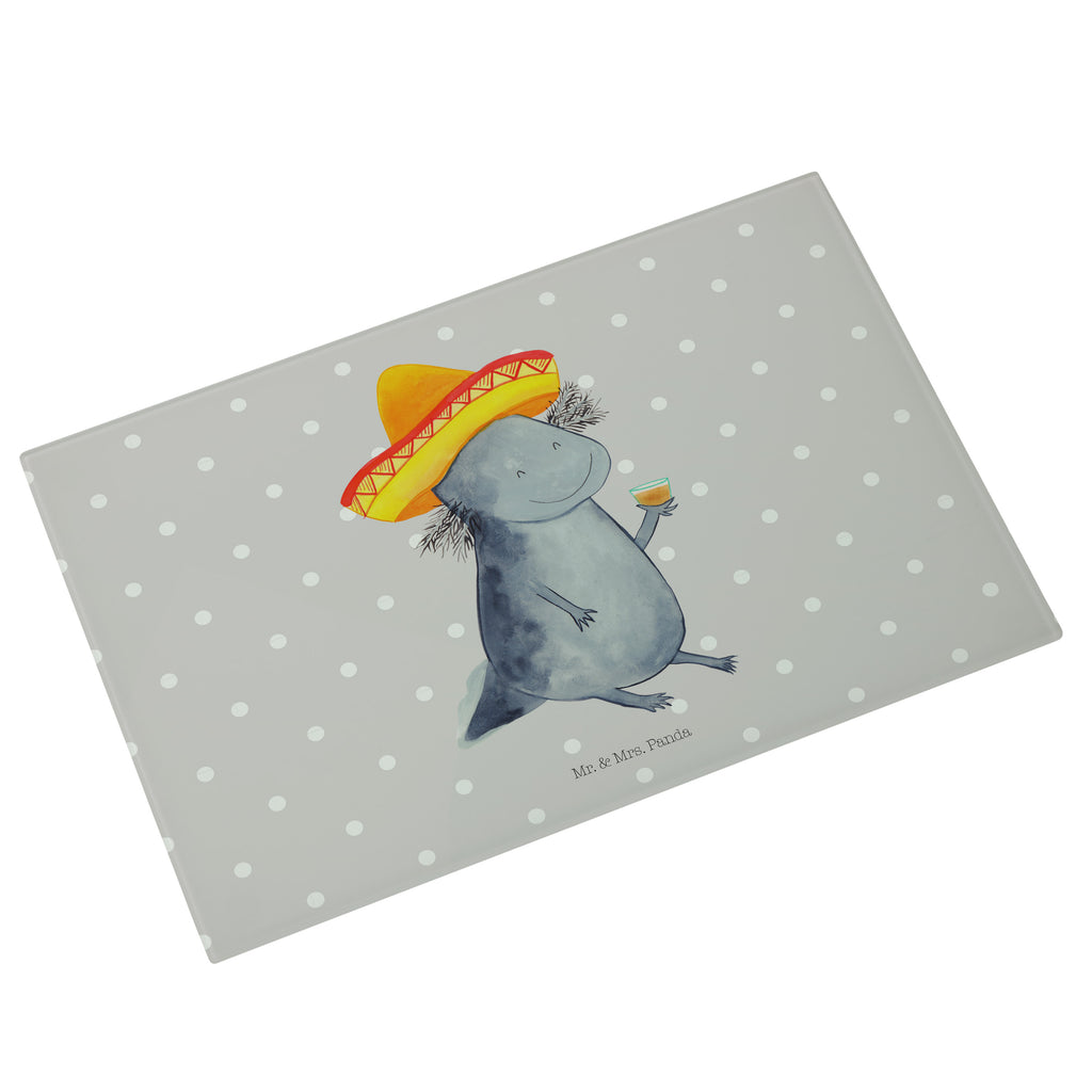 Medium Glas Schneidbrett Axolotl Tequila Glasschneidebrett, Schneidebrett, Axolotl, Molch, Mexico, Mexiko, Sombrero, Zitrone, Tequila, Motivation, Spruch, Schwanzlurch, Lurch, Lurche, Axolot, Feuerdrache, Feuersalamander