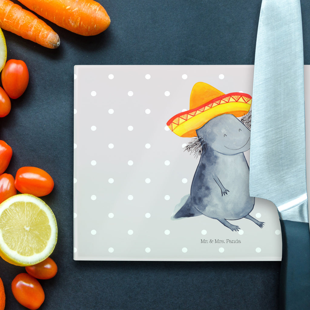 Medium Glas Schneidbrett Axolotl Tequila Glasschneidebrett, Schneidebrett, Axolotl, Molch, Mexico, Mexiko, Sombrero, Zitrone, Tequila, Motivation, Spruch, Schwanzlurch, Lurch, Lurche, Axolot, Feuerdrache, Feuersalamander