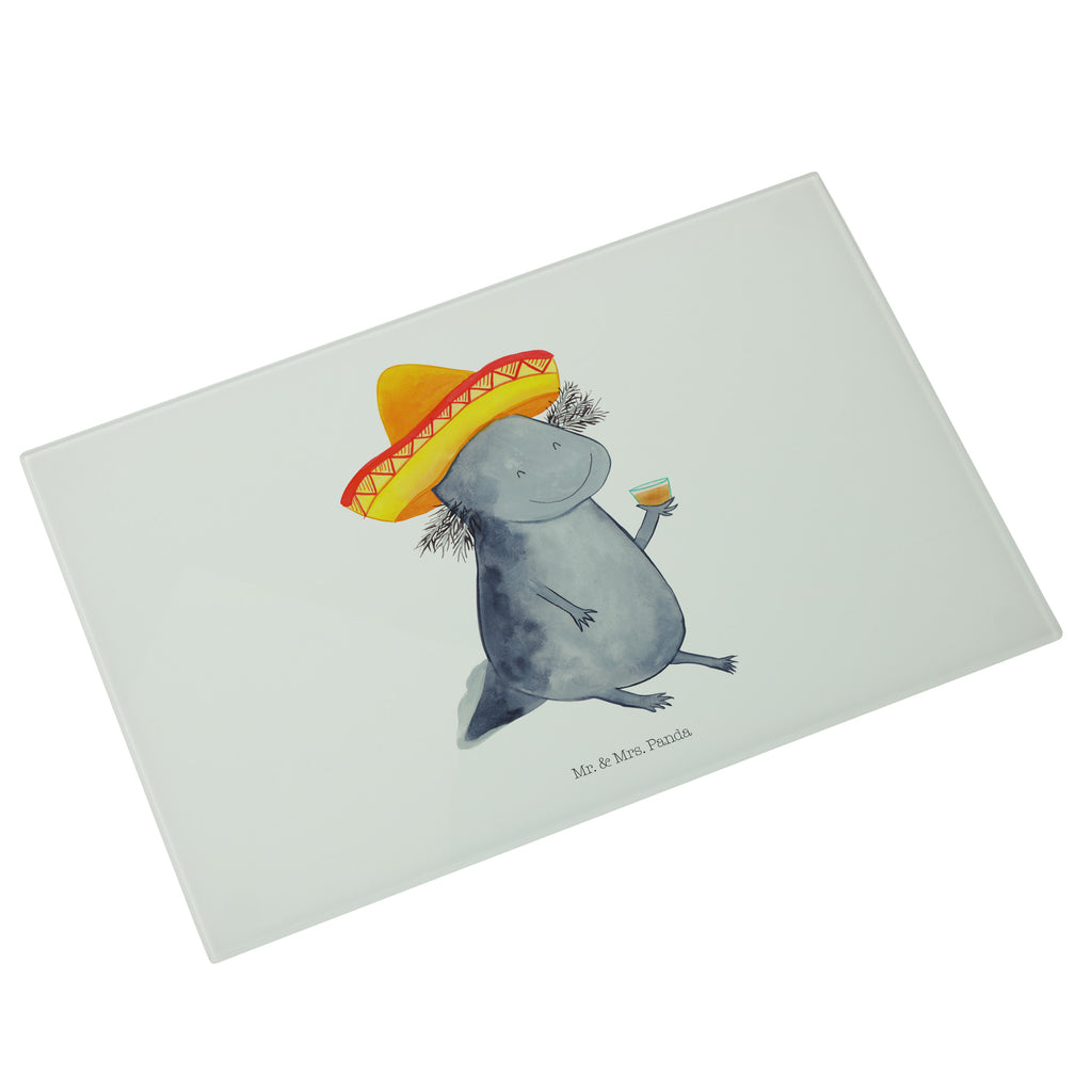 Medium Glas Schneidbrett Axolotl Tequila Glasschneidebrett, Schneidebrett, Axolotl, Molch, Mexico, Mexiko, Sombrero, Zitrone, Tequila, Motivation, Spruch, Schwanzlurch, Lurch, Lurche, Axolot, Feuerdrache, Feuersalamander