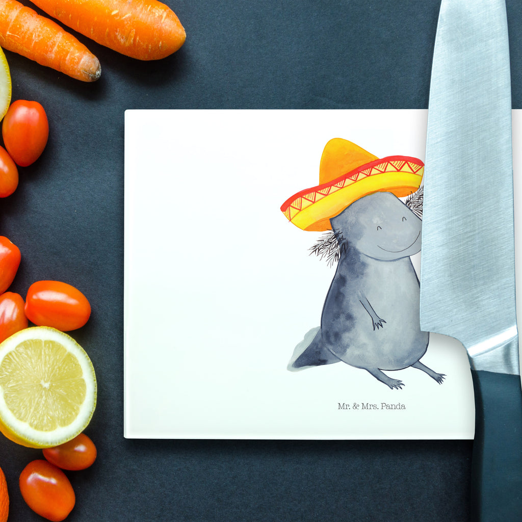 Medium Glas Schneidbrett Axolotl Tequila Glasschneidebrett, Schneidebrett, Axolotl, Molch, Mexico, Mexiko, Sombrero, Zitrone, Tequila, Motivation, Spruch, Schwanzlurch, Lurch, Lurche, Axolot, Feuerdrache, Feuersalamander