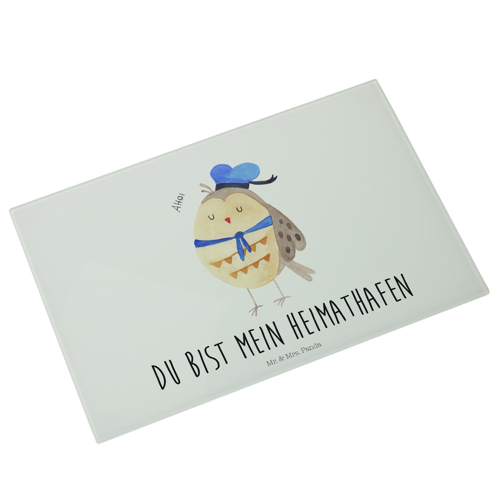 Medium Glas Schneidbrett Eule Matrosen Glasschneidebrett, Schneidebrett, Eule, Eule Spruch, Eule Deko, Owl, Wortspiel lustig, Matrose, Freundin, Ehe, Seefahrer, Heimathafen, Hochzeitstag Geschenk