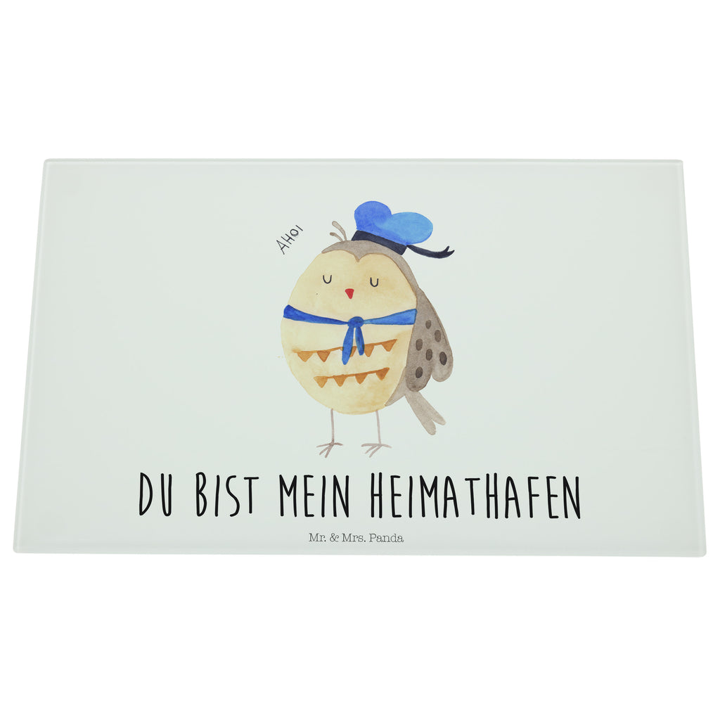 Medium Glas Schneidbrett Eule Matrosen Glasschneidebrett, Schneidebrett, Eule, Eule Spruch, Eule Deko, Owl, Wortspiel lustig, Matrose, Freundin, Ehe, Seefahrer, Heimathafen, Hochzeitstag Geschenk