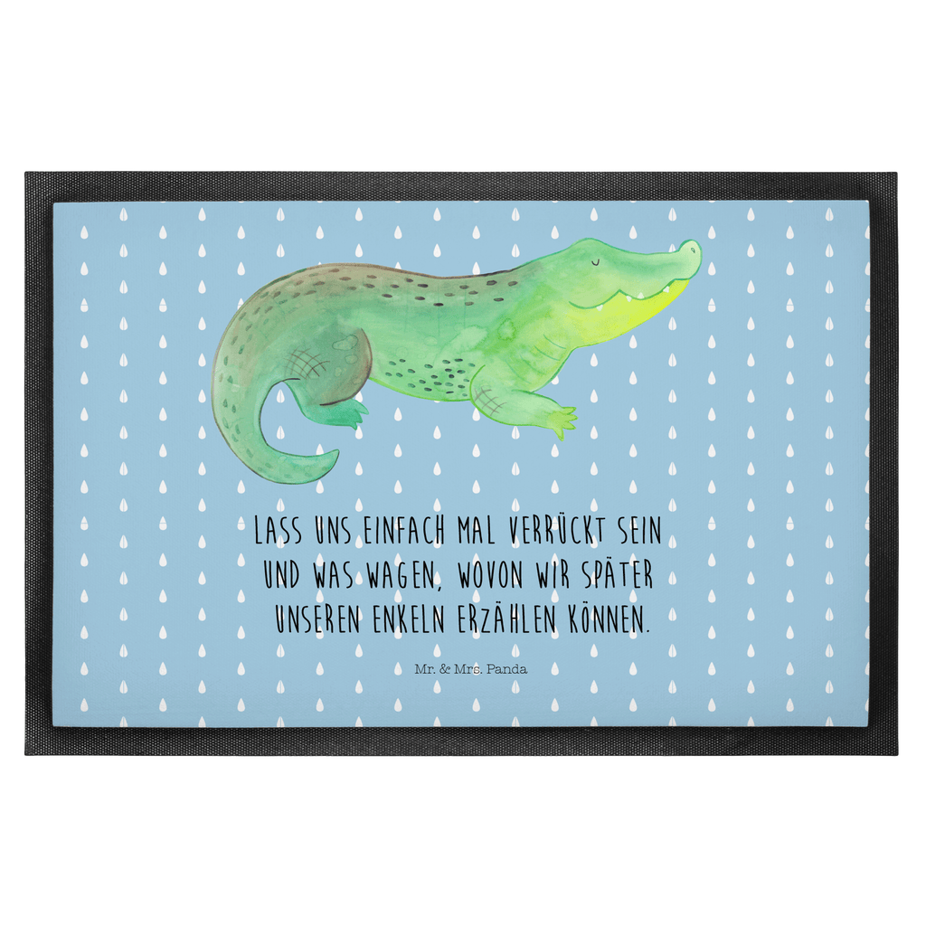 Fußmatte Krokodil Krokodil, Krokodile, verrückt sein, spontan sein, Abenteuerlust, Reiselust, Freundin, beste Freundin, Lieblingsmensch Türvorleger, Schmutzmatte, Fußabtreter, Matte, Schmutzfänger, Fußabstreifer, Schmutzfangmatte, Türmatte, Motivfußmatte,  Haustürmatte, Vorleger  Meerestiere, Meer, Urlaub