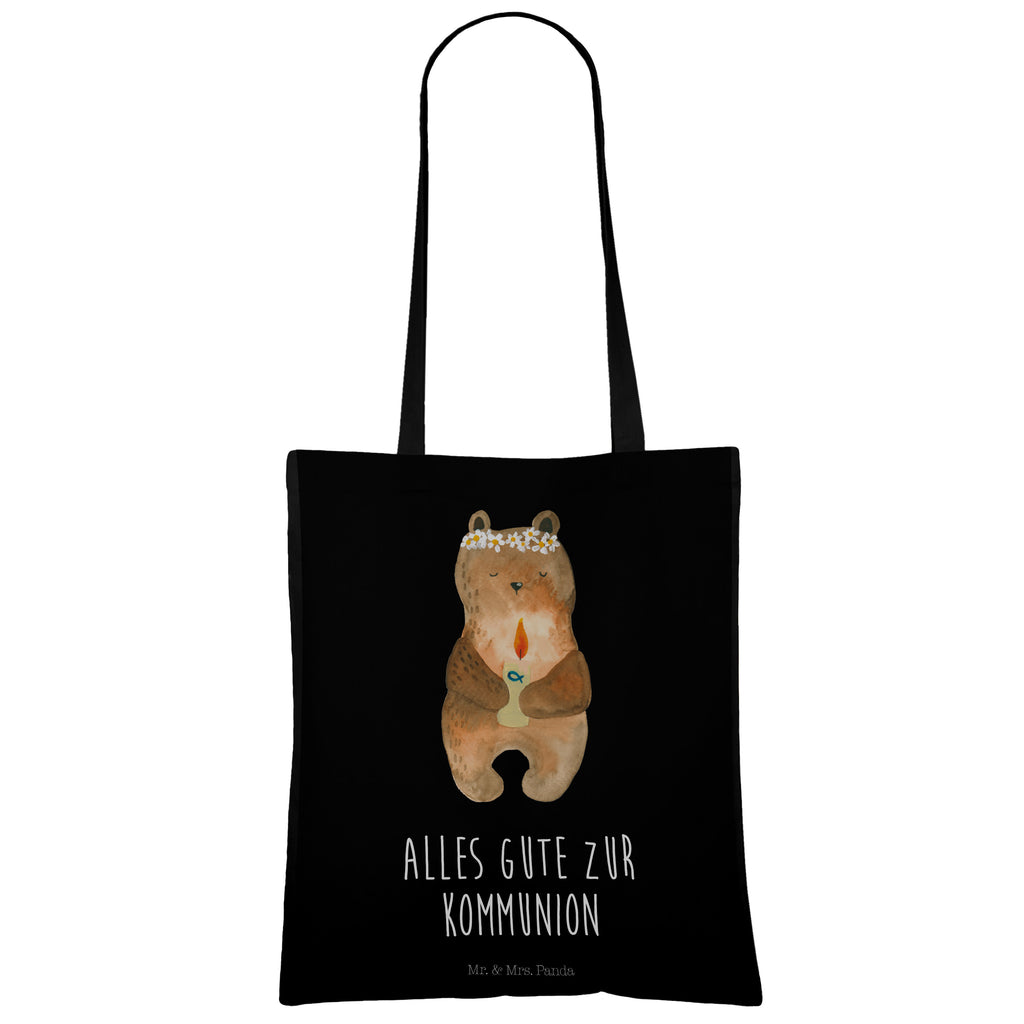 Tragetasche Kommunion-Bär Beuteltasche, Beutel, Einkaufstasche, Jutebeutel, Stoffbeutel, Bär, Teddy, Teddybär, Kommunion, Gottes Segen, Taufkerze, katholisch