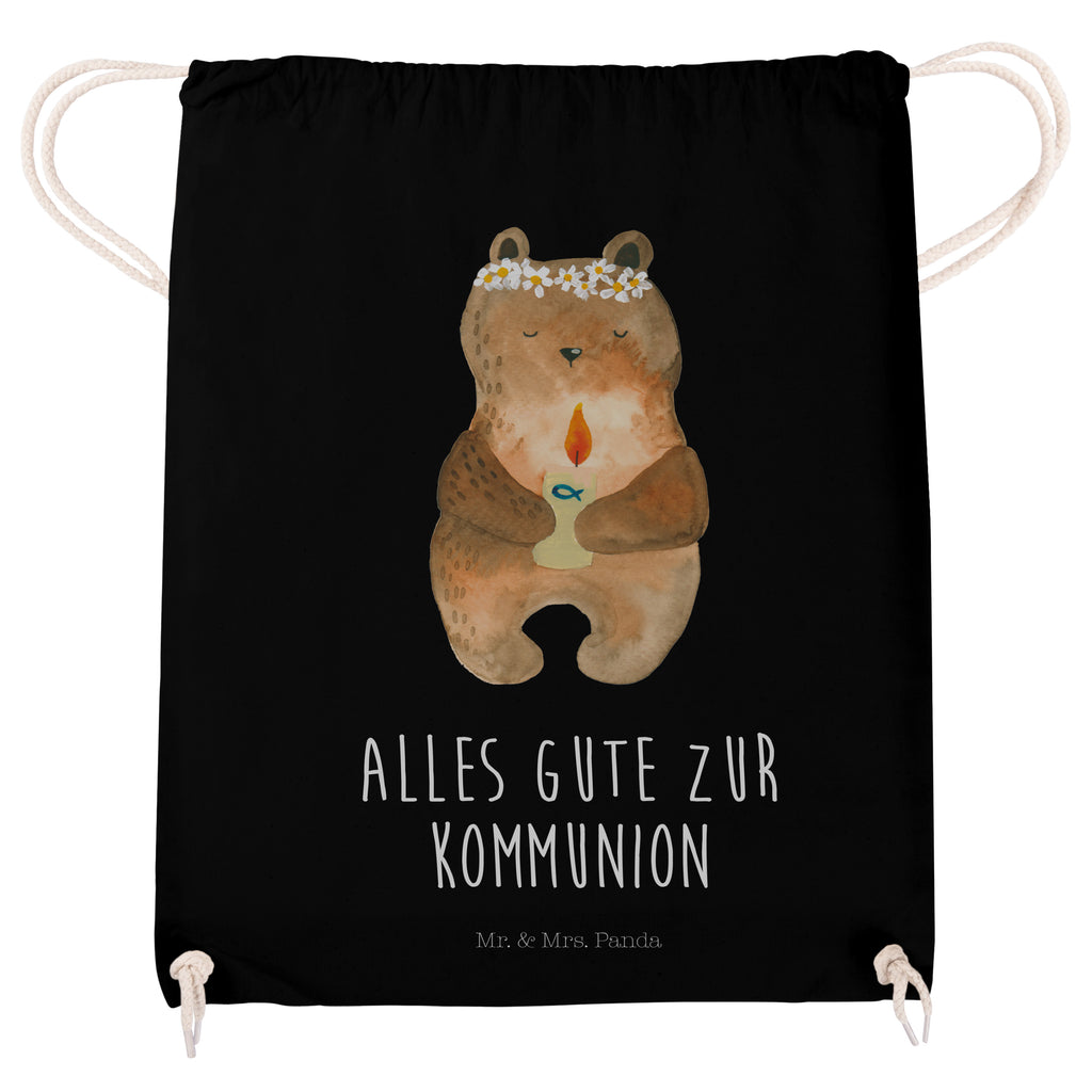 Sportbeutel Kommunion-Bär Turnbeutel, Beutel, Sporttasche, Tasche, Stoffbeutel, Bär, Teddy, Teddybär, Kommunion, Gottes Segen, Taufkerze, katholisch
