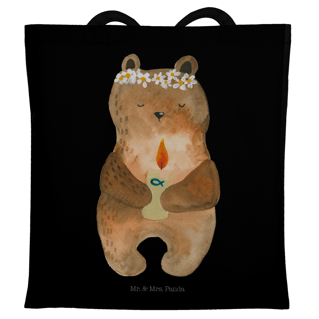 Tragetasche Kommunion-Bär Beuteltasche, Beutel, Einkaufstasche, Jutebeutel, Stoffbeutel, Bär, Teddy, Teddybär, Kommunion, Gottes Segen, Taufkerze, katholisch