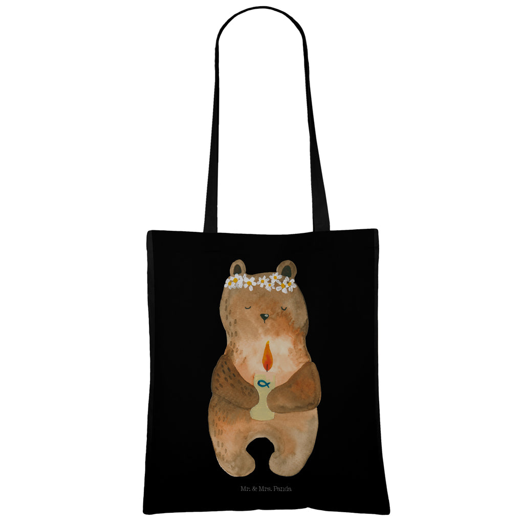 Tragetasche Kommunion-Bär Beuteltasche, Beutel, Einkaufstasche, Jutebeutel, Stoffbeutel, Bär, Teddy, Teddybär, Kommunion, Gottes Segen, Taufkerze, katholisch