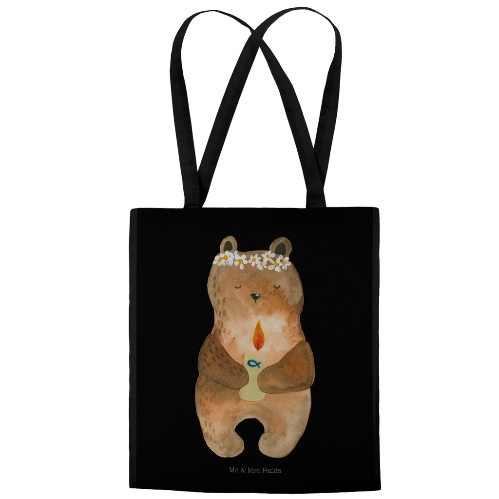 Tragetasche Kommunion-Bär Beuteltasche, Beutel, Einkaufstasche, Jutebeutel, Stoffbeutel, Bär, Teddy, Teddybär, Kommunion, Gottes Segen, Taufkerze, katholisch
