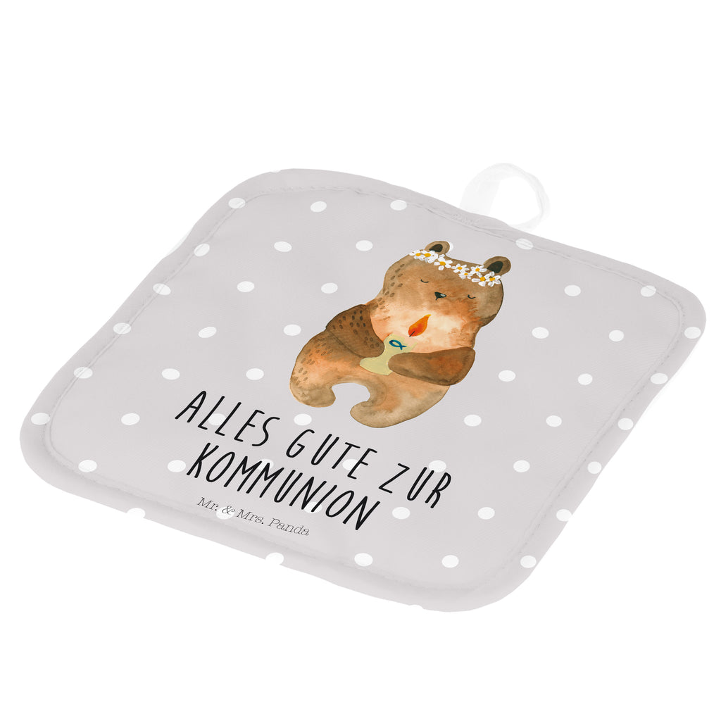 2er Set Topflappen  Kommunion-Bär Topflappen, Topfuntersetzer, Ofenhandschuh, Topflappen Set, Topflappen lustig, Topflappen mit Spruch, Bär, Teddy, Teddybär, Kommunion, Gottes Segen, Taufkerze, katholisch