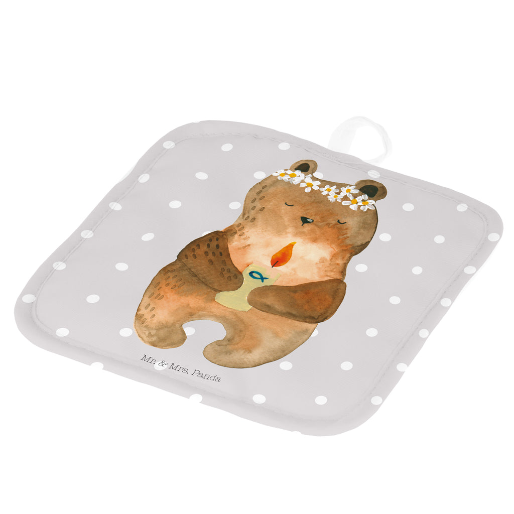 2er Set Topflappen  Kommunion-Bär Topflappen, Topfuntersetzer, Ofenhandschuh, Topflappen Set, Topflappen lustig, Topflappen mit Spruch, Bär, Teddy, Teddybär, Kommunion, Gottes Segen, Taufkerze, katholisch