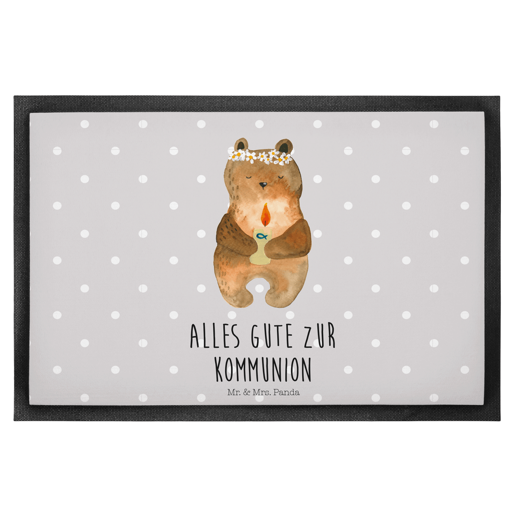 Fußmatte Kommunion-Bär Kommunion, Gottes Segen, Taufkerze, katholisch Türvorleger, Schmutzmatte, Fußabtreter, Matte, Schmutzfänger, Fußabstreifer, Schmutzfangmatte, Türmatte, Motivfußmatte,  Haustürmatte, Vorleger  Bär, Teddy, Teddybär